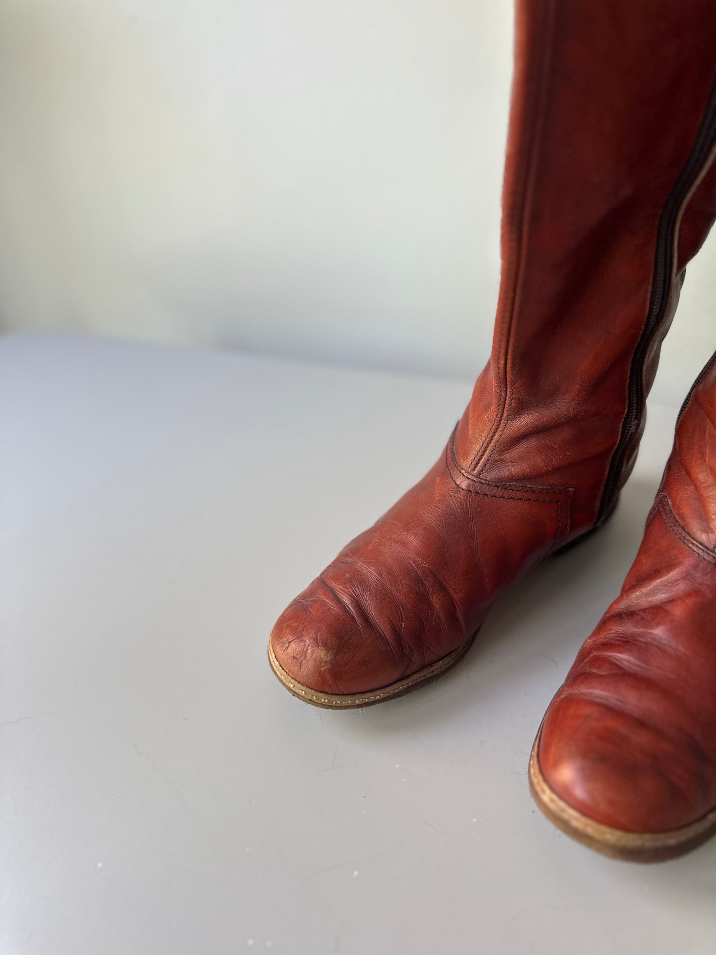 70s SANDLER red-mahogany leather boots