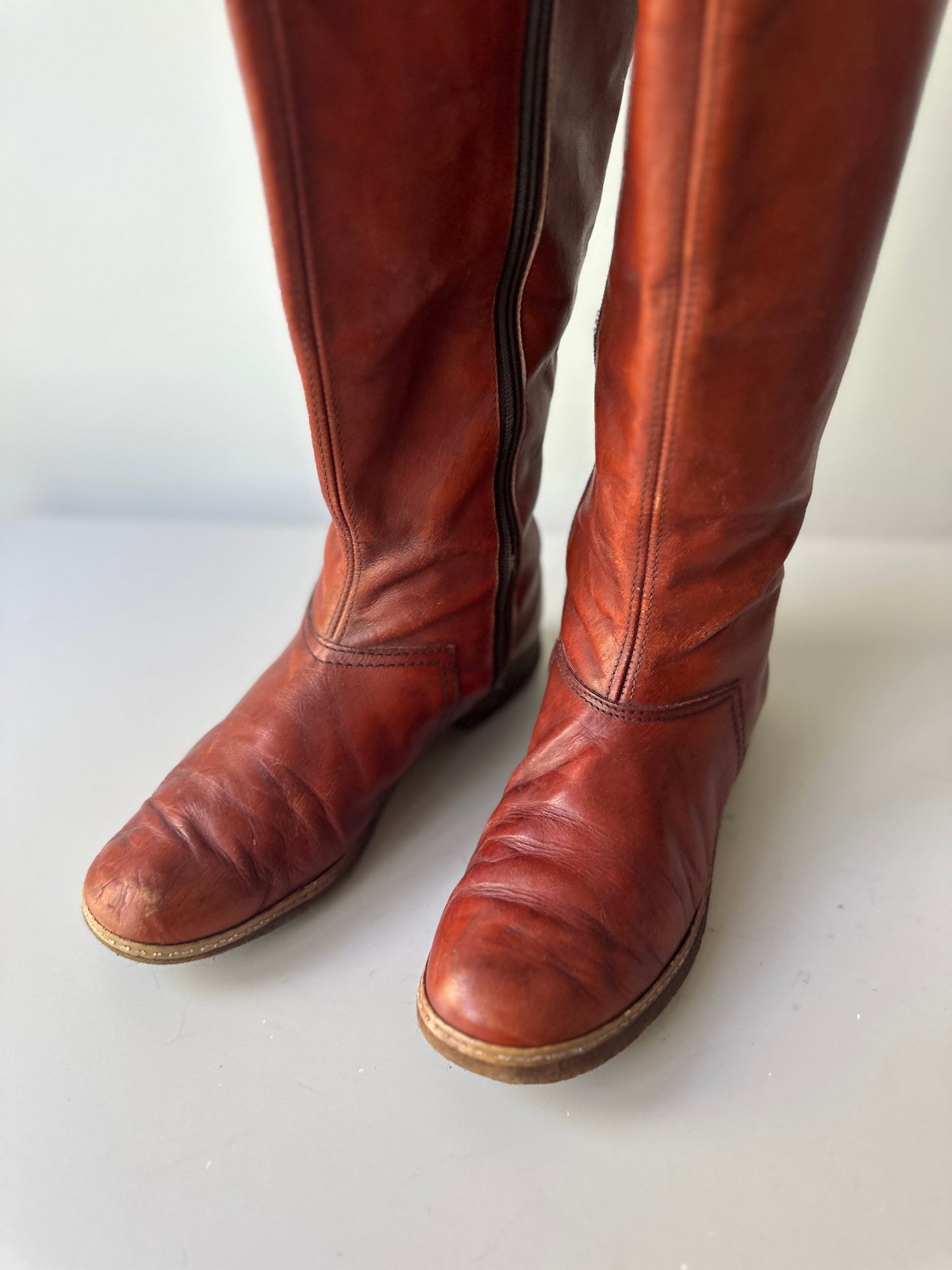 70s SANDLER red-mahogany leather boots