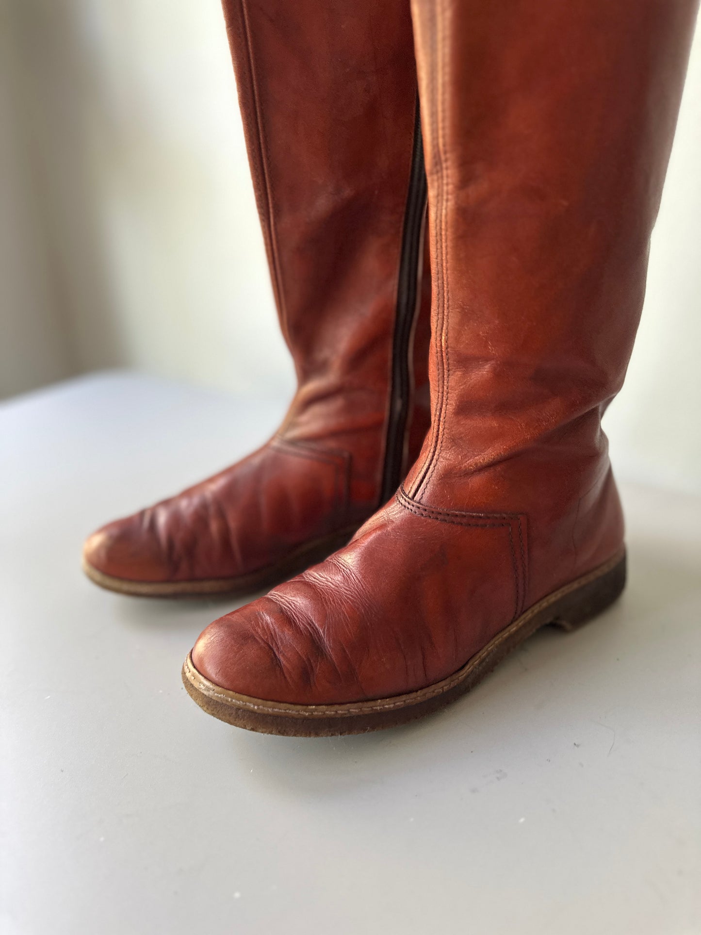 70s SANDLER red-mahogany leather boots