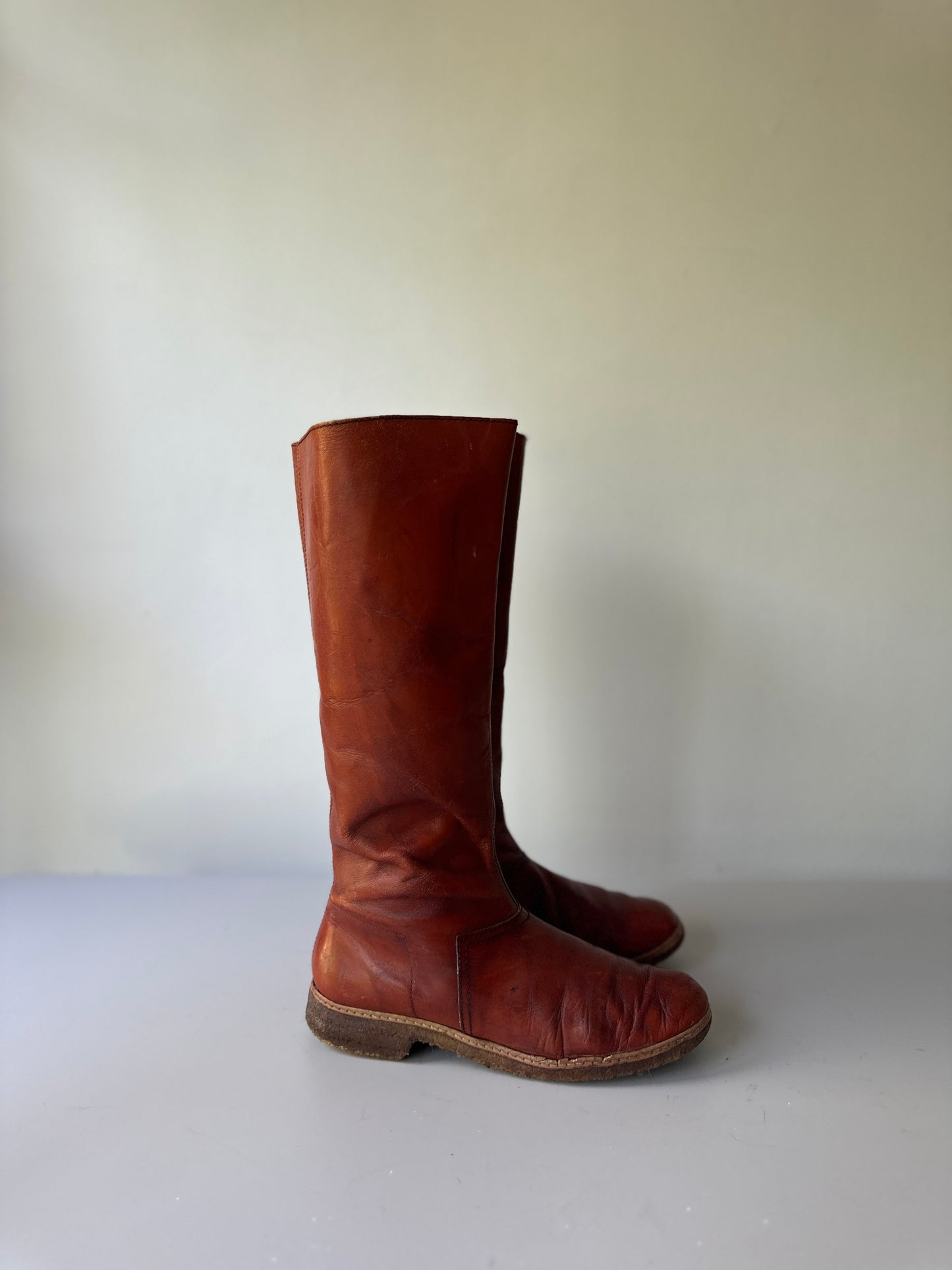 70s SANDLER red-mahogany leather boots