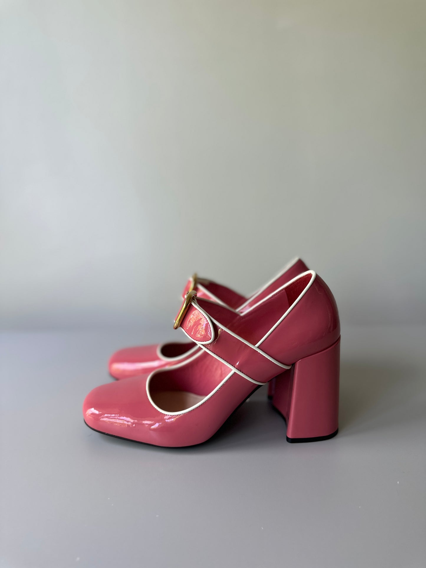 Prada pastel pink chunky heels