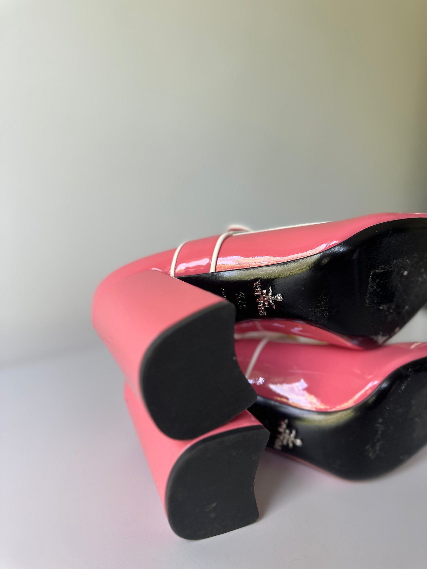 Prada pastel pink chunky heels