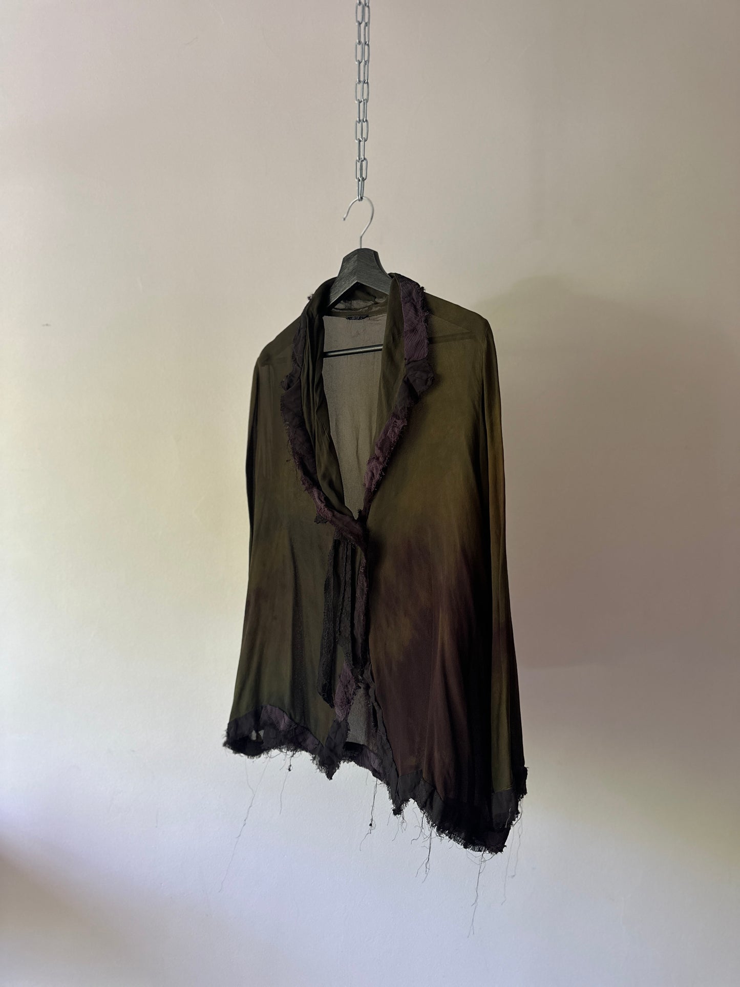 sheer green tye-died blouse