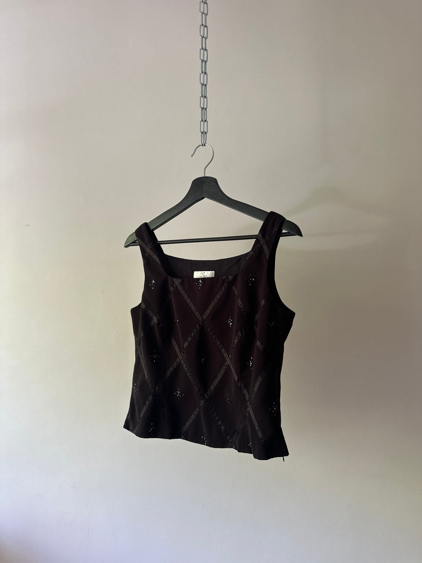 beaded box neck top