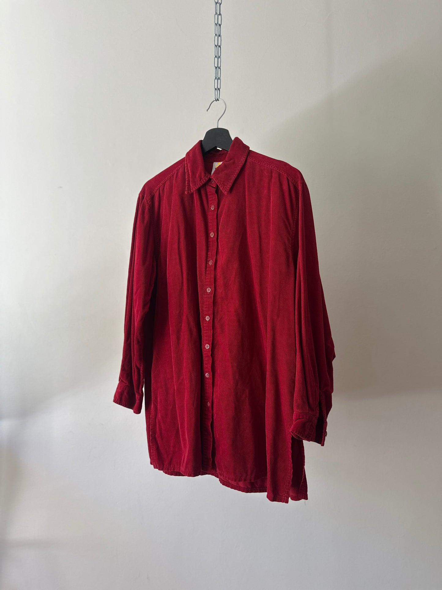 red corduroy button up