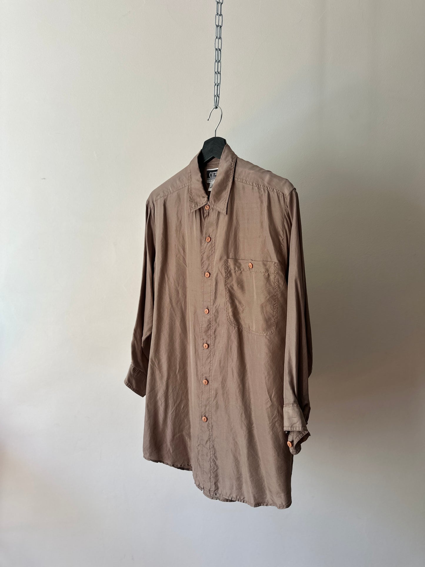 brown silk dress shirt