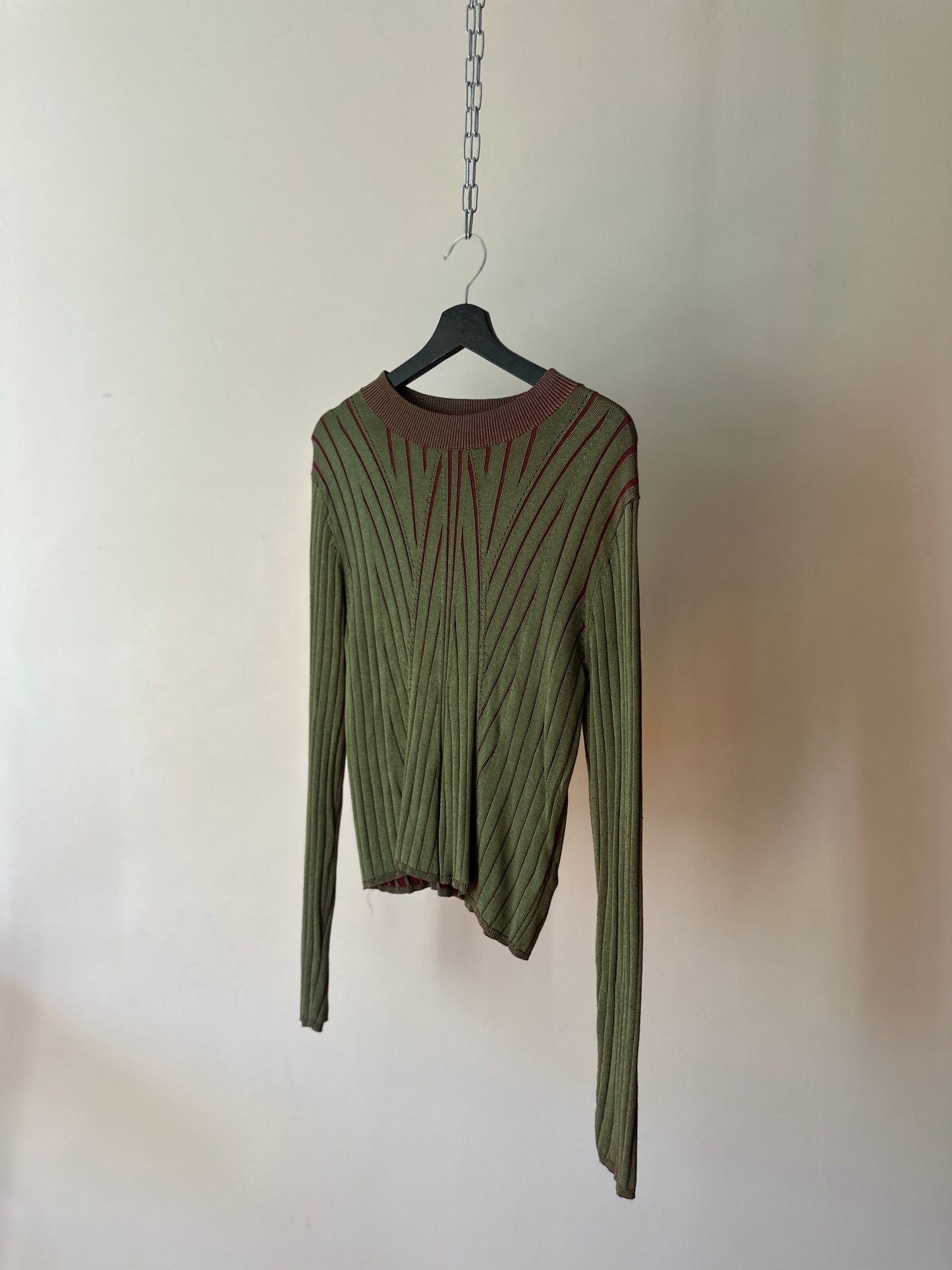 two tone red/green cardigan