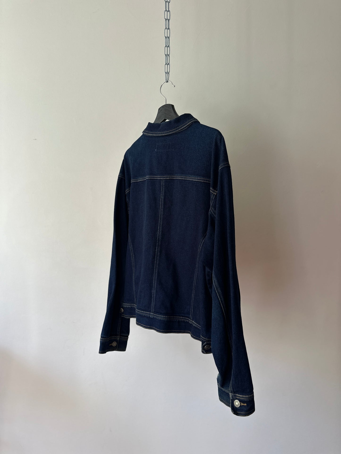 cropped deep blue denim jacket