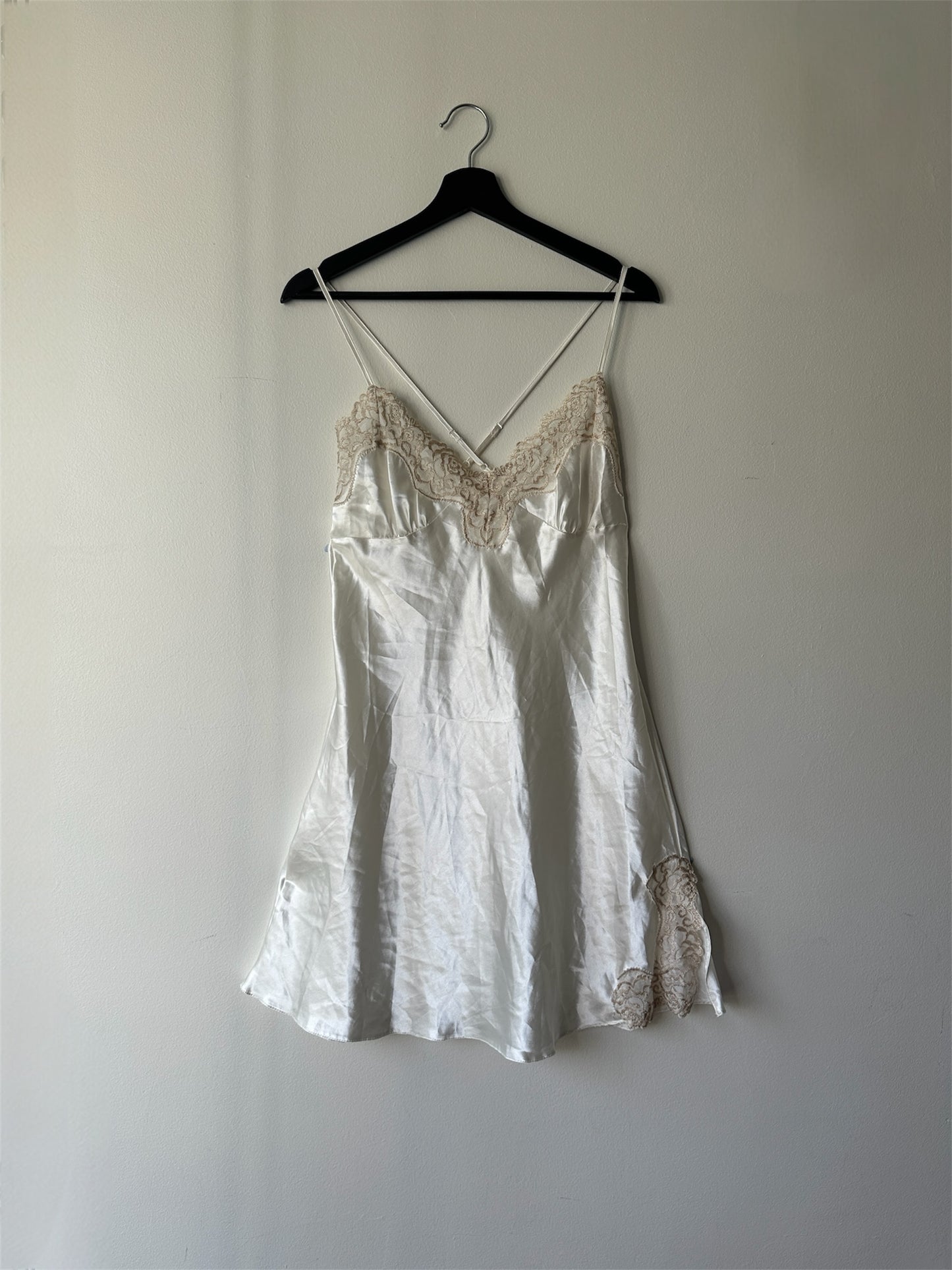 short white silk night gown