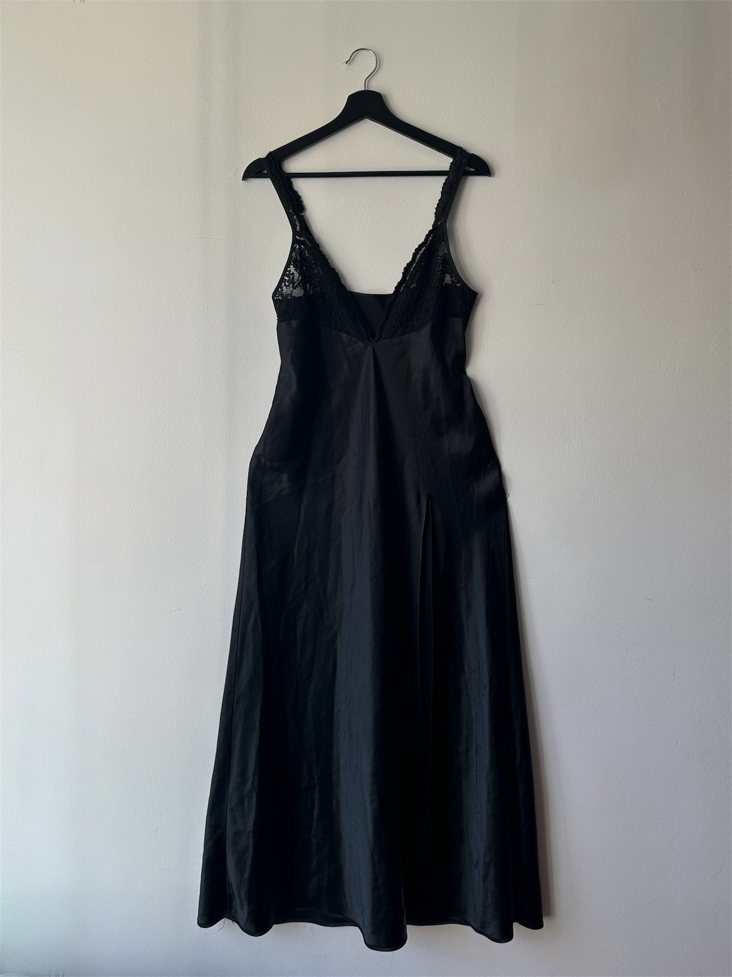 black long lace slip