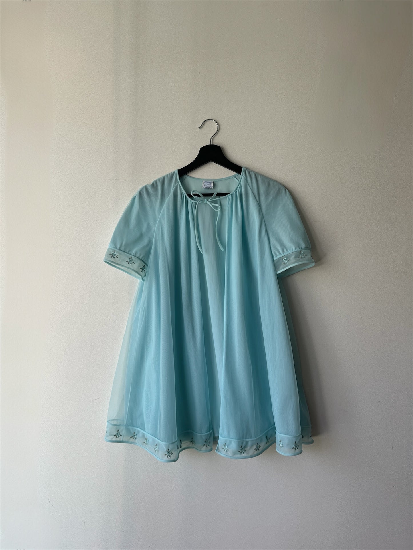 soft aqua two piece vintage night gown