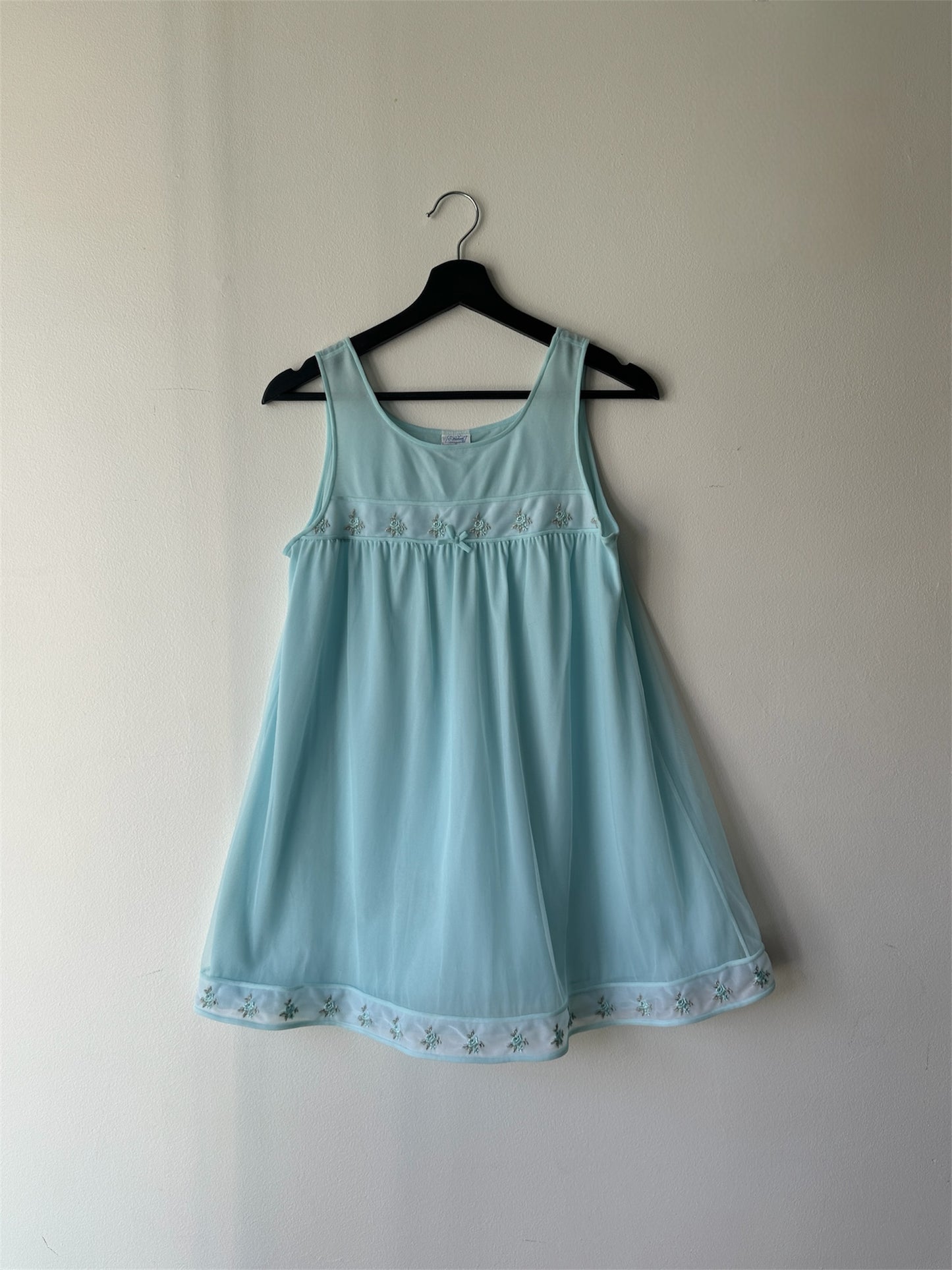 soft aqua two piece vintage night gown