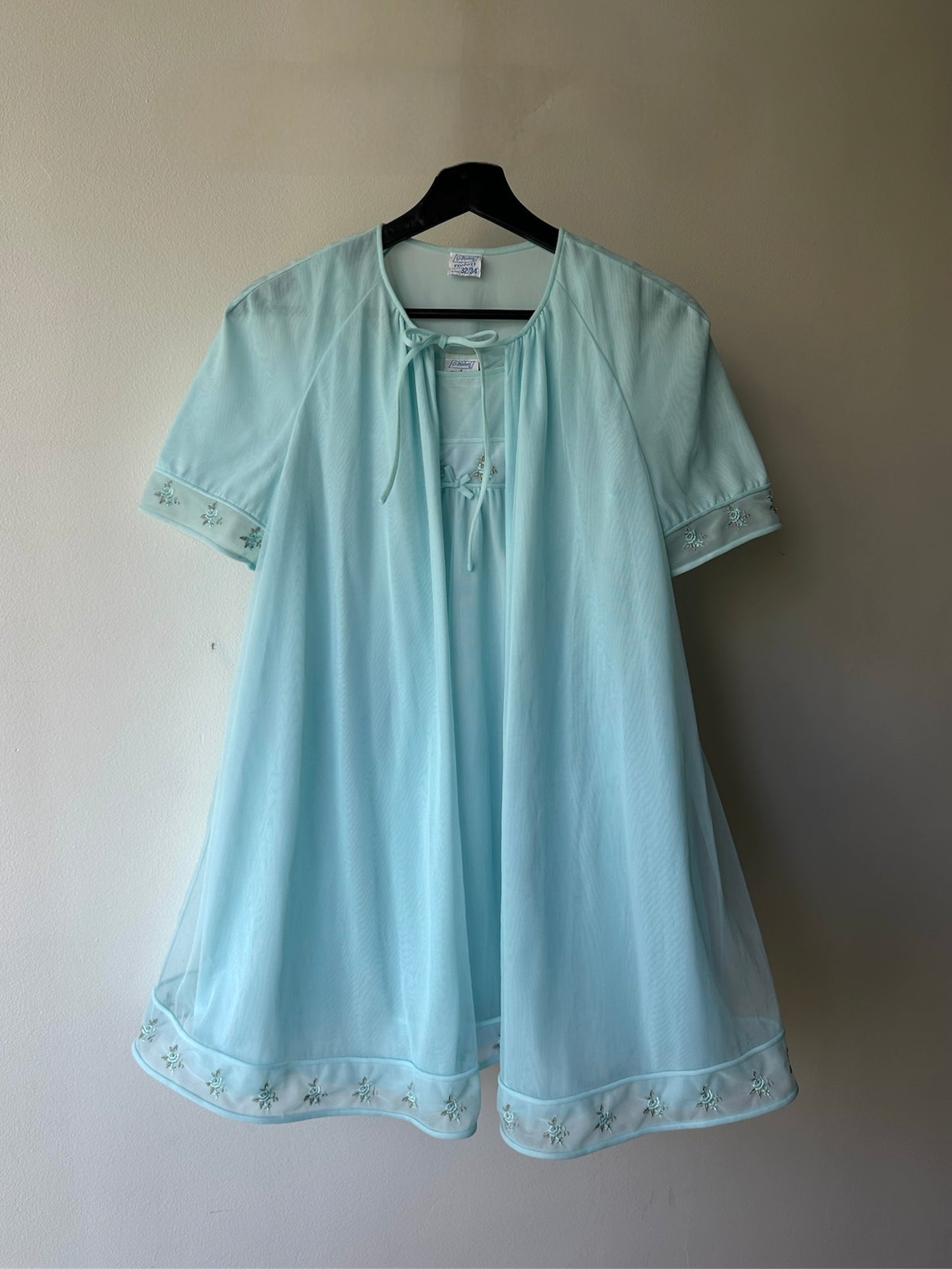 soft aqua two piece vintage night gown