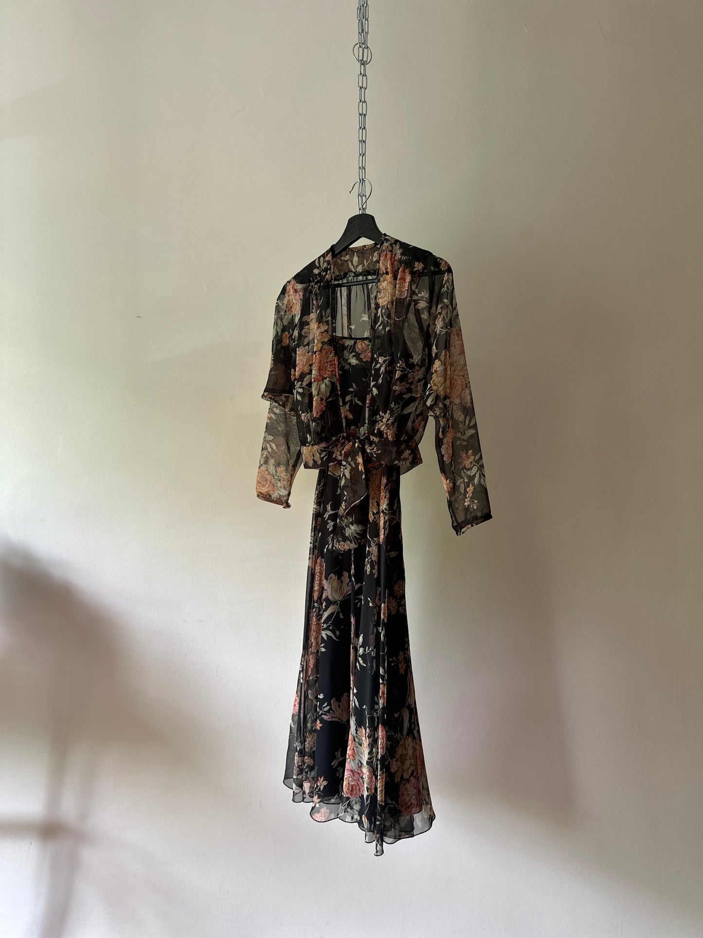 1970s floral two piece dress