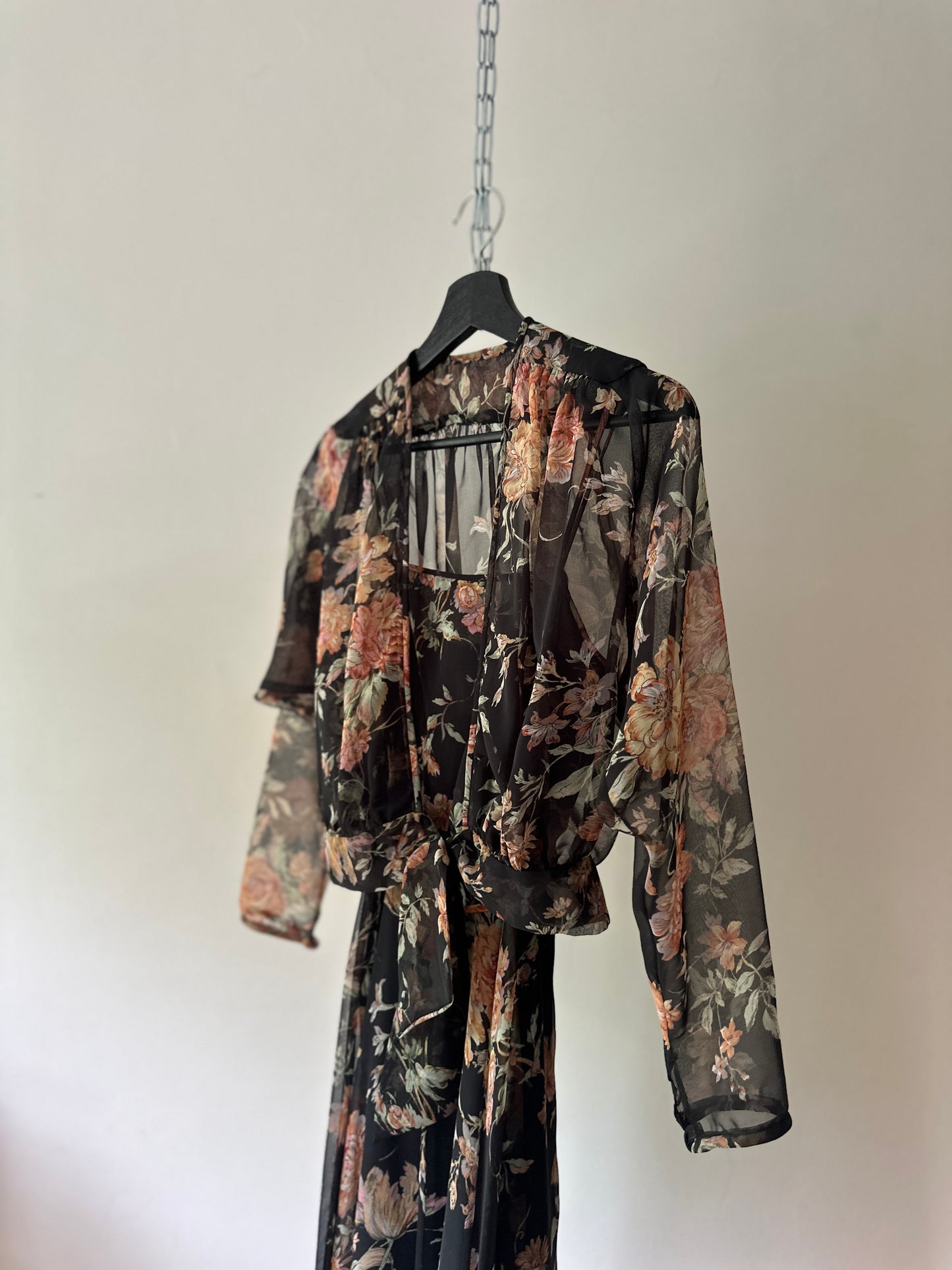1970s floral two piece dress