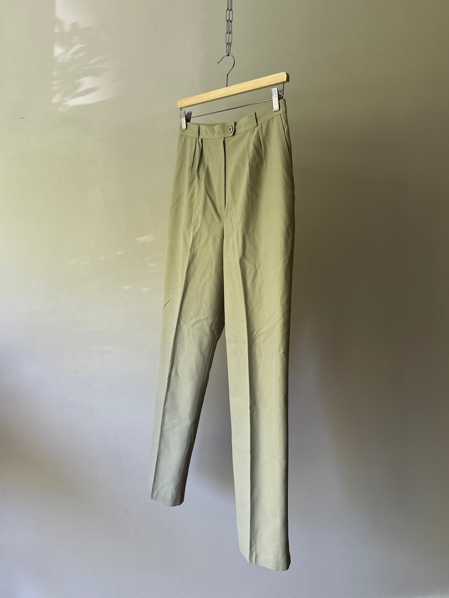high waist grey/green pleated trouser