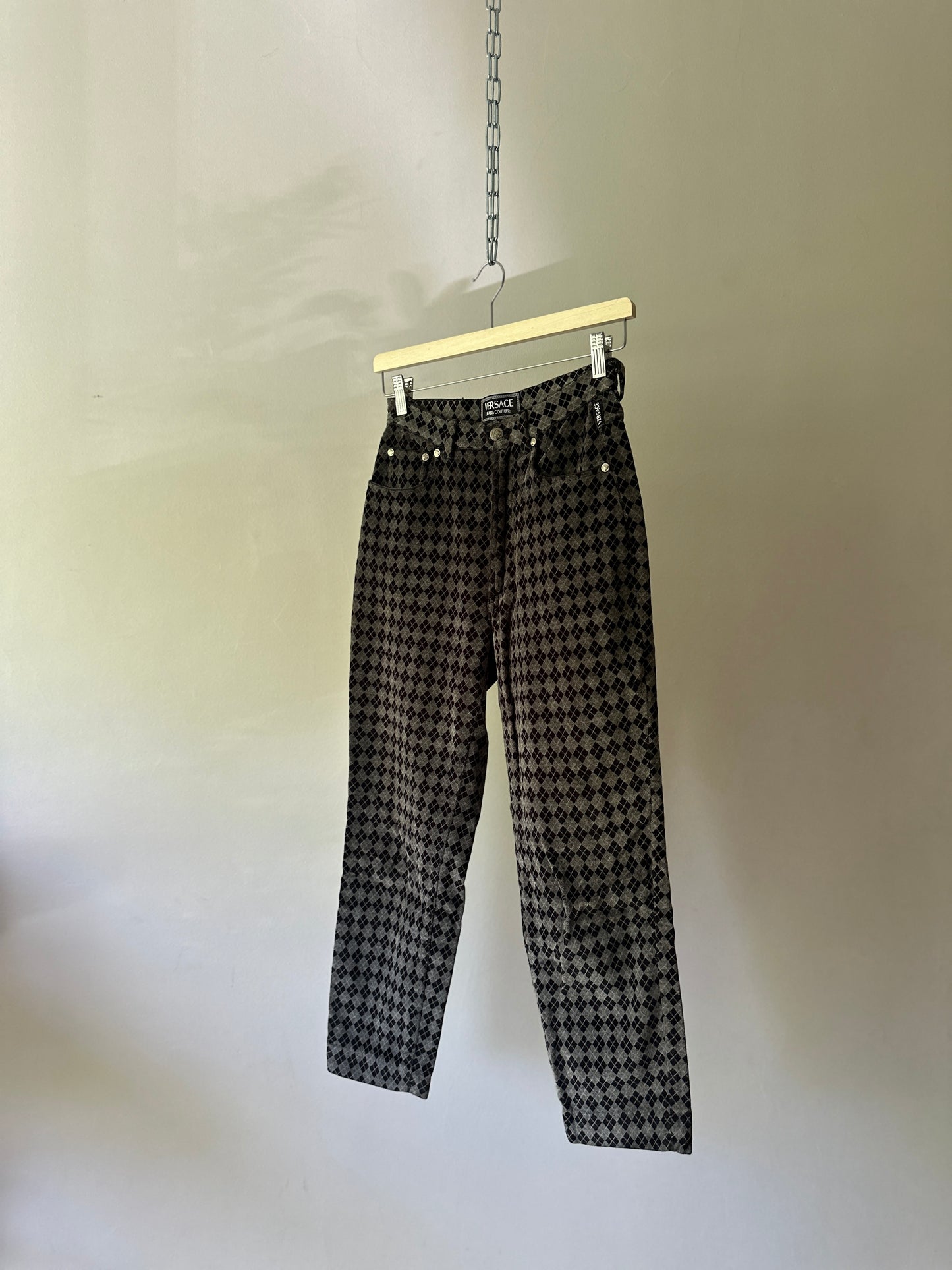 Versace diamond pattern velvet pants