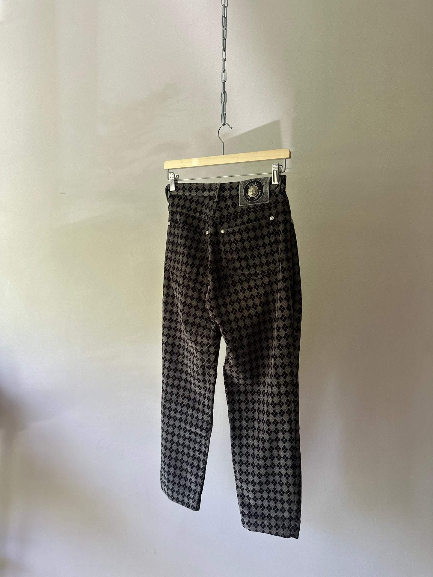 Versace diamond pattern velvet pants
