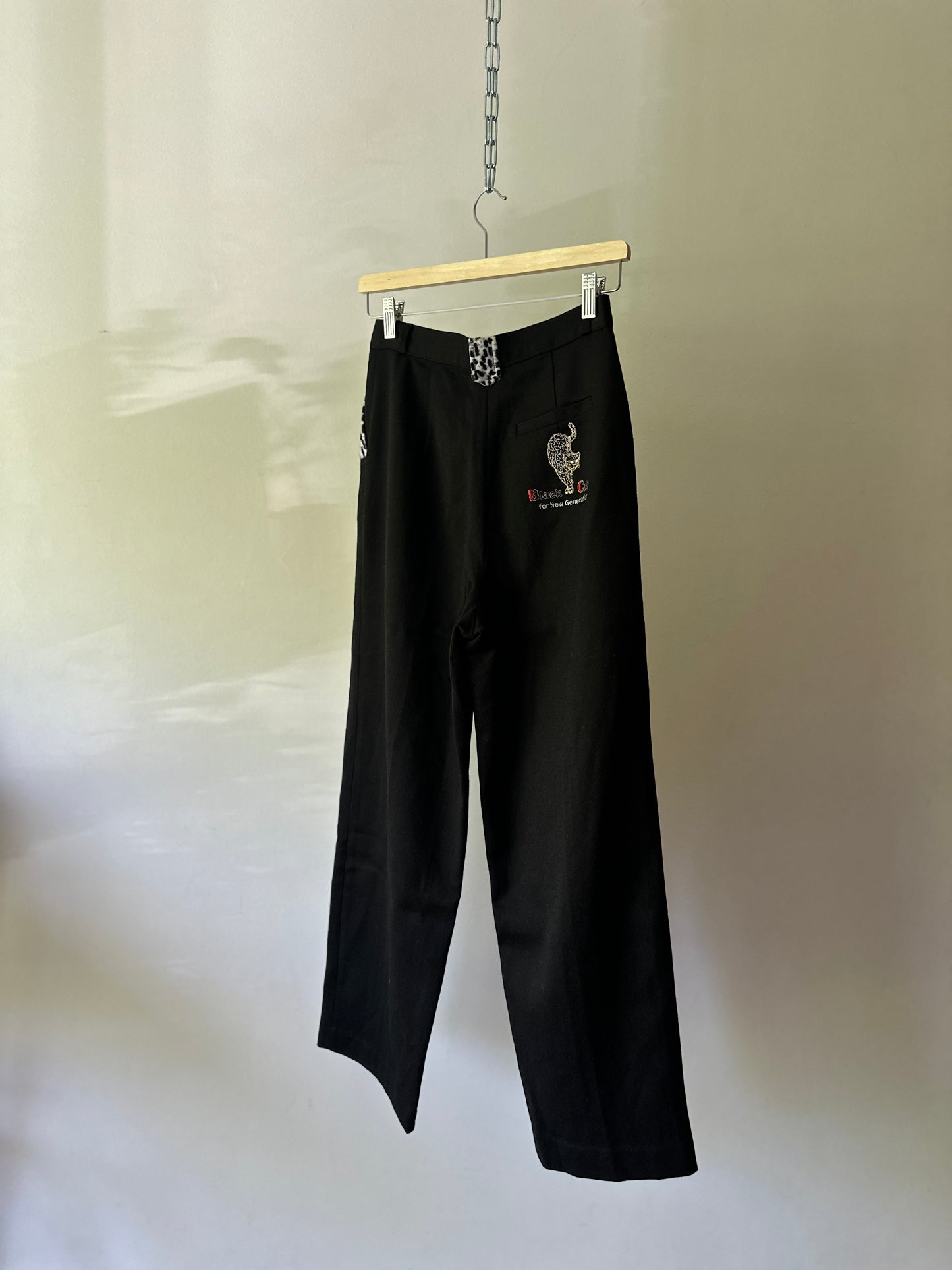 unique printed black woollen trousers