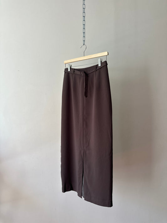 long line grey/brown straight skirt