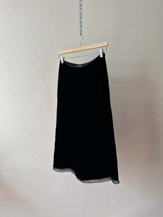 velvet mid-length straight skirt