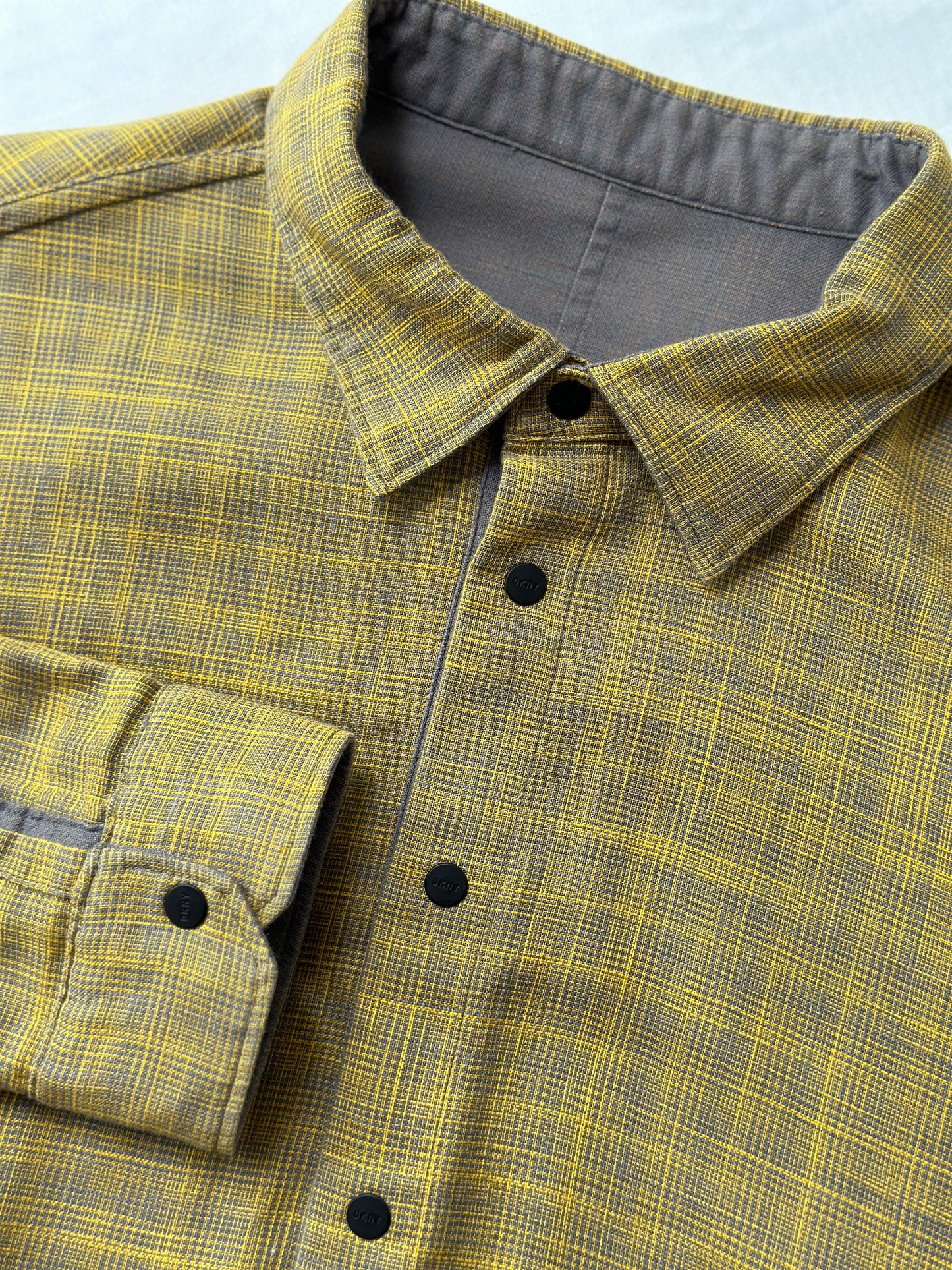 DKNY yellow/grey reversible button up