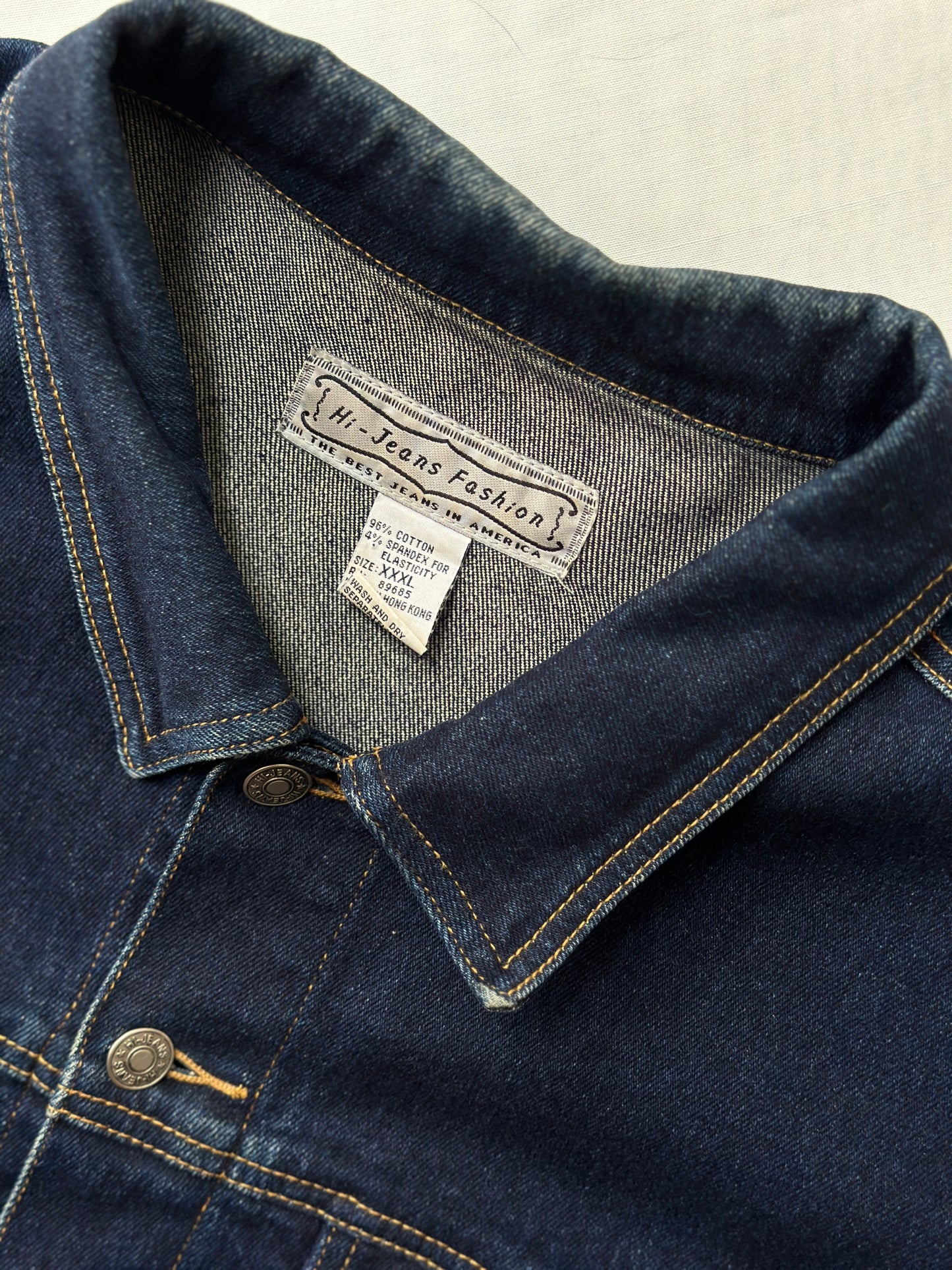 cropped deep blue denim jacket
