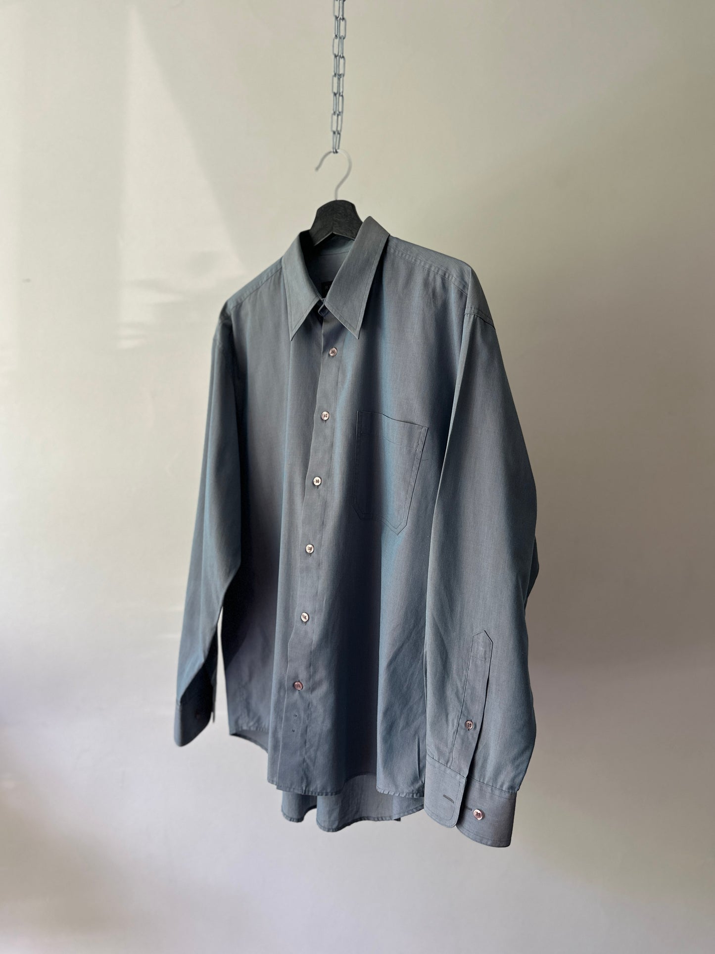 blue opaque button up