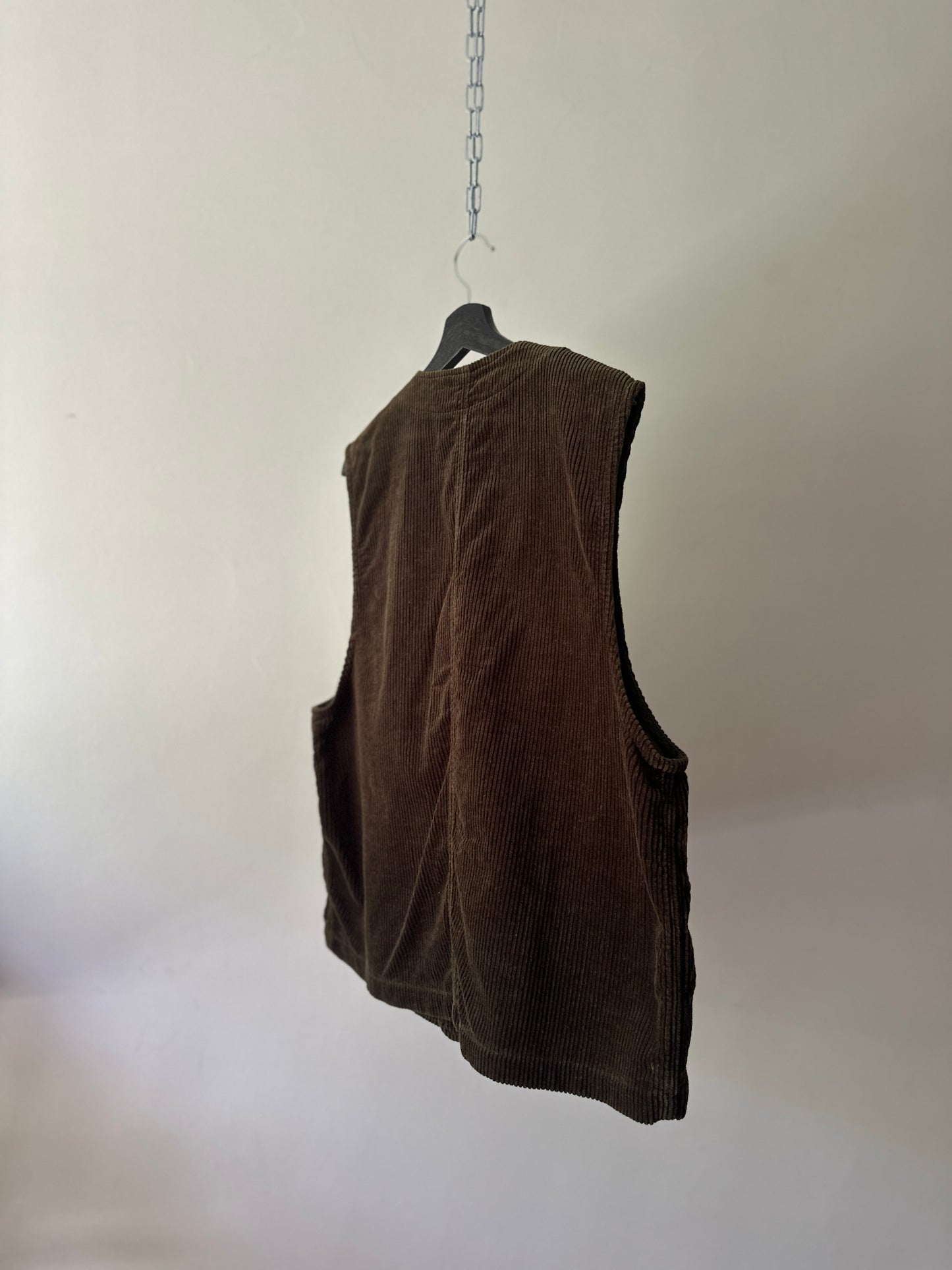 khaki green button up corduroy vest