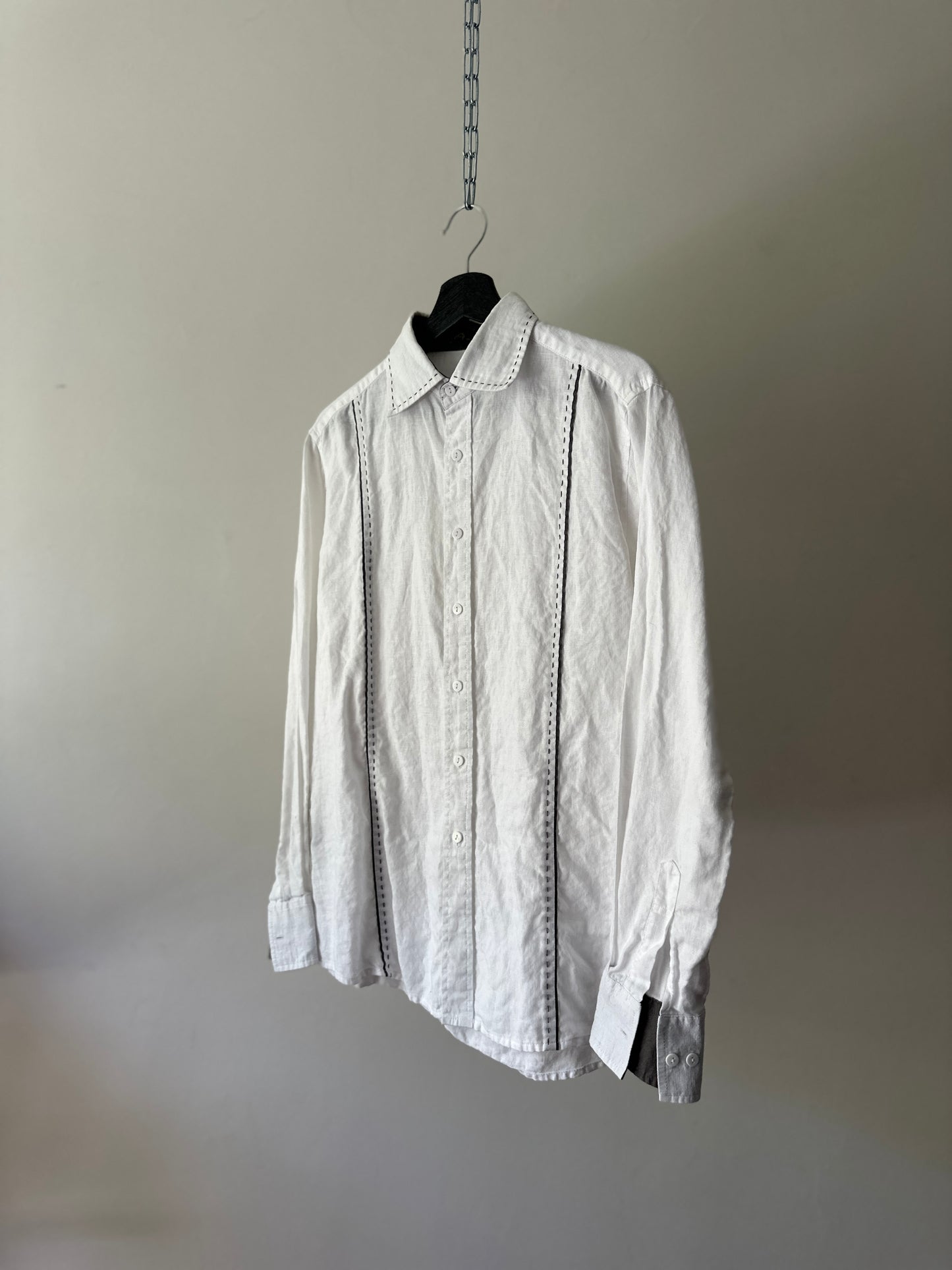 white linen button up