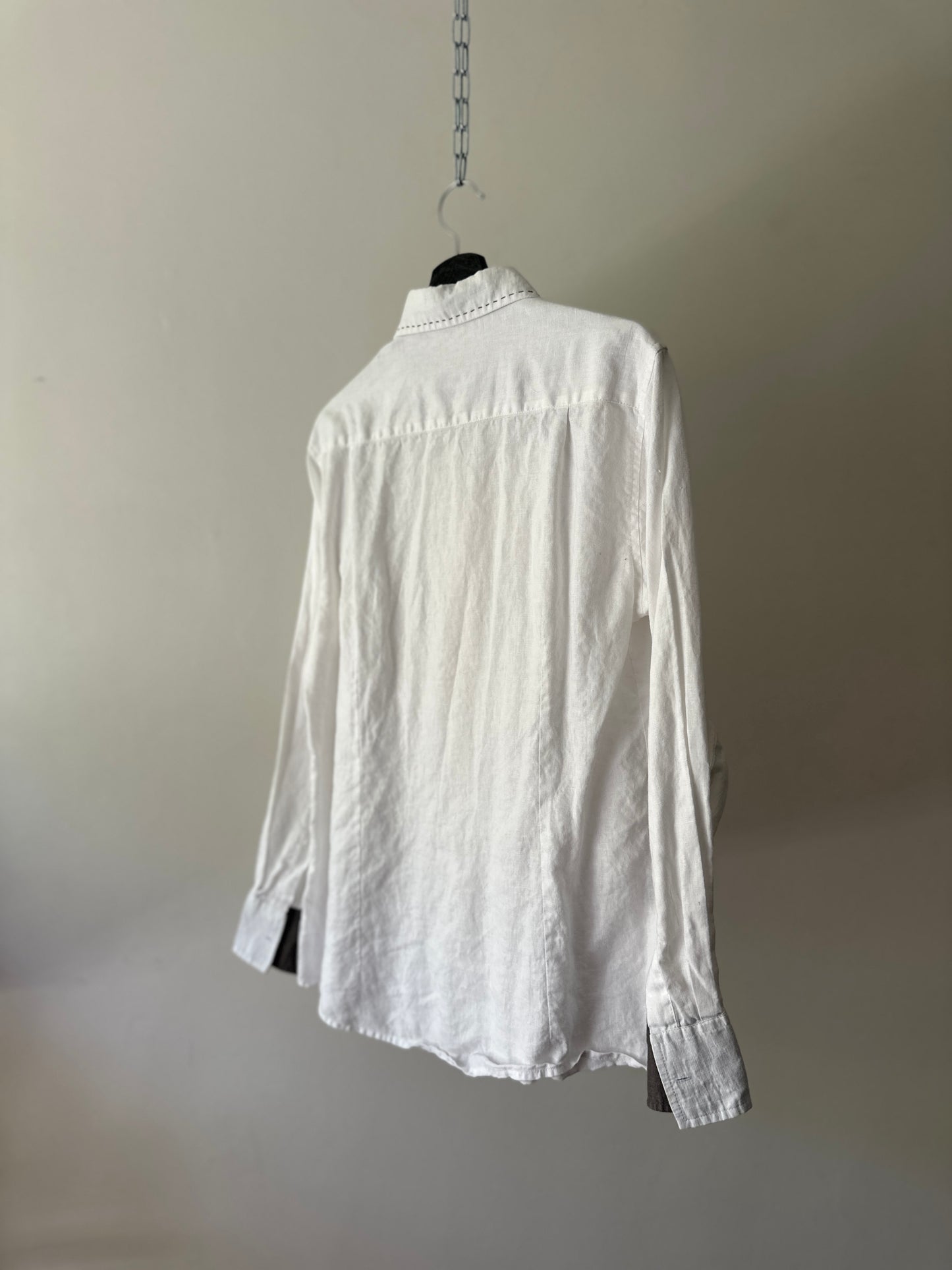 white linen button up