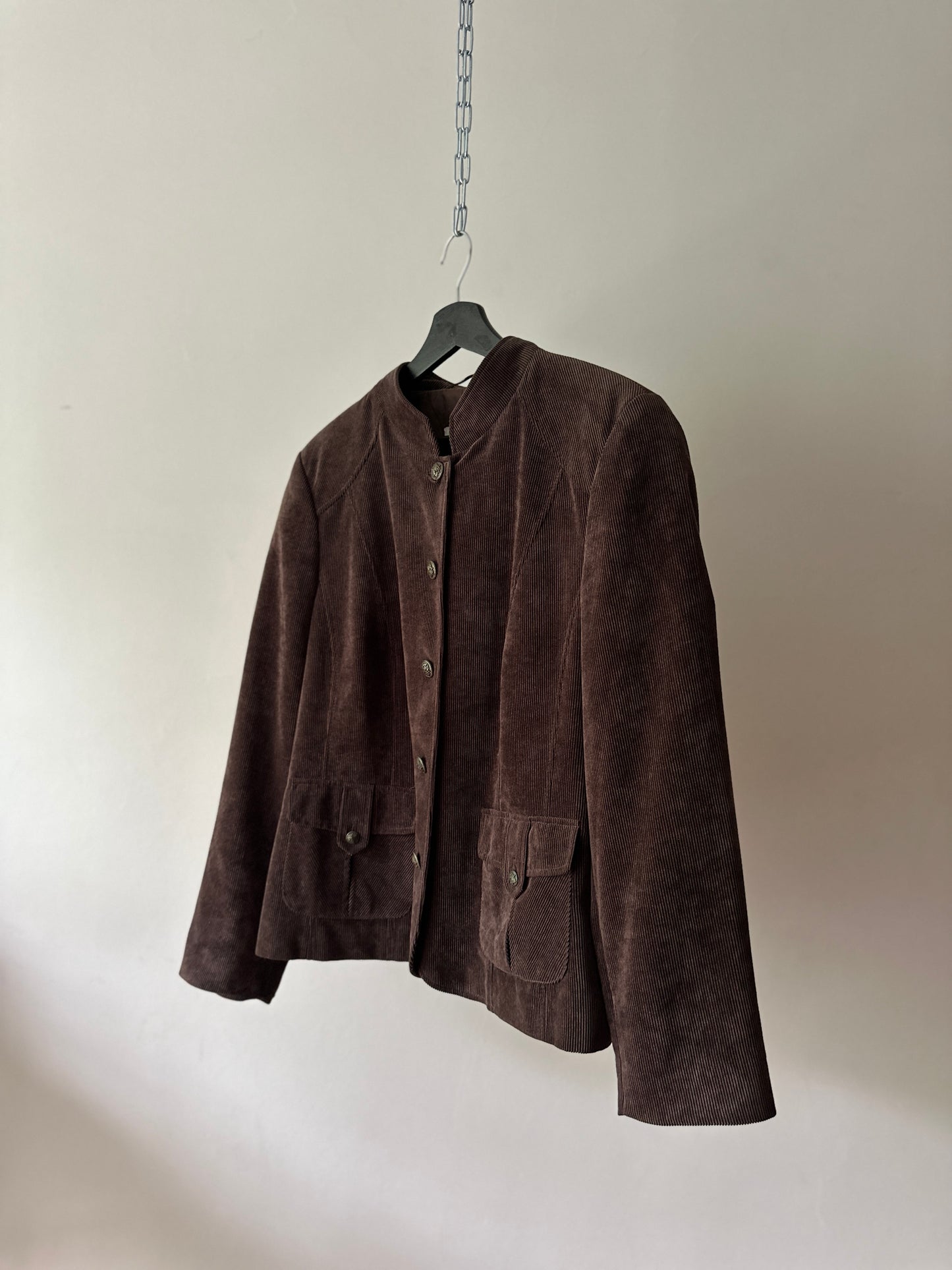 brown military style corduroy jacket