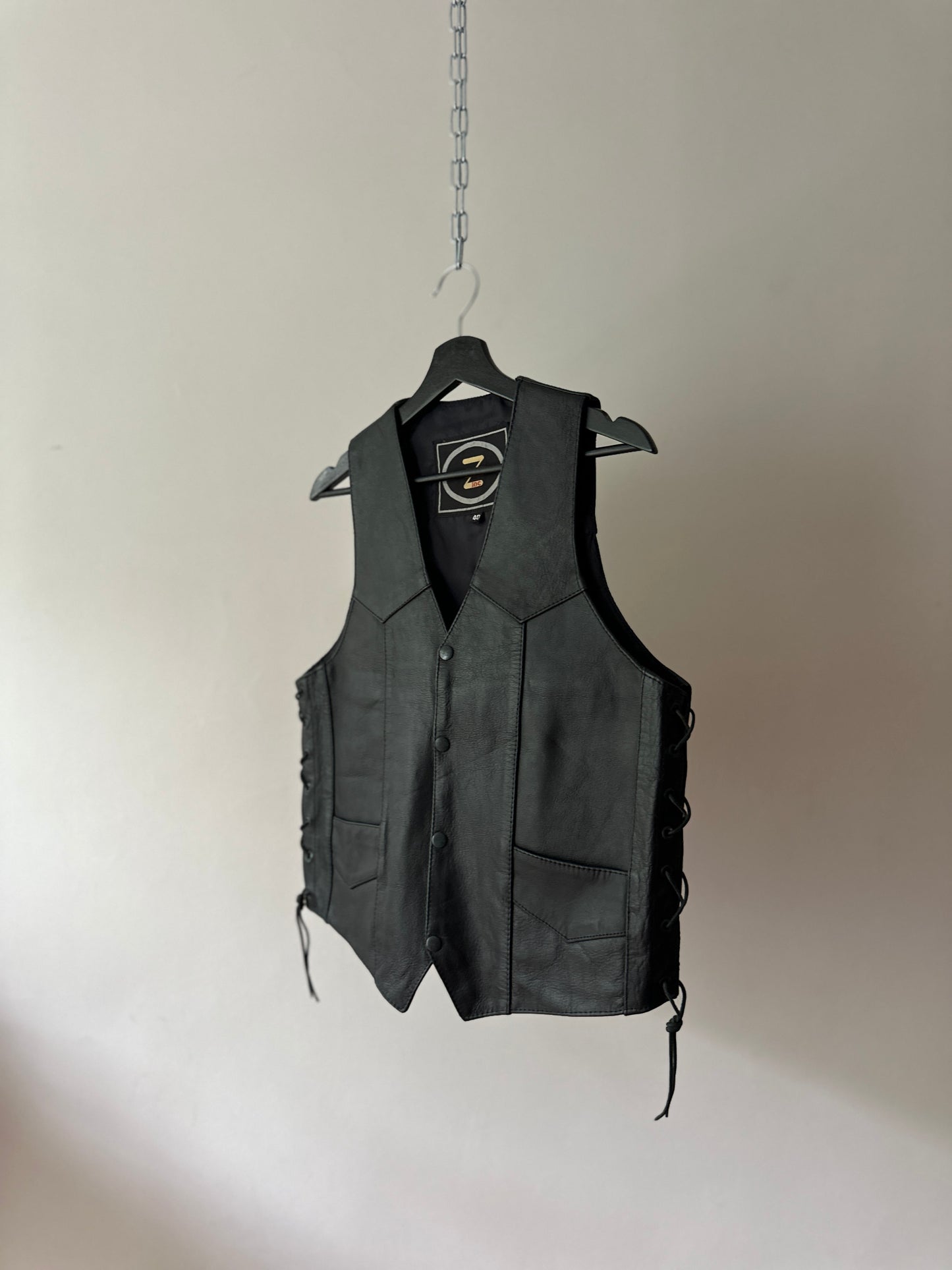 leather tie up vest