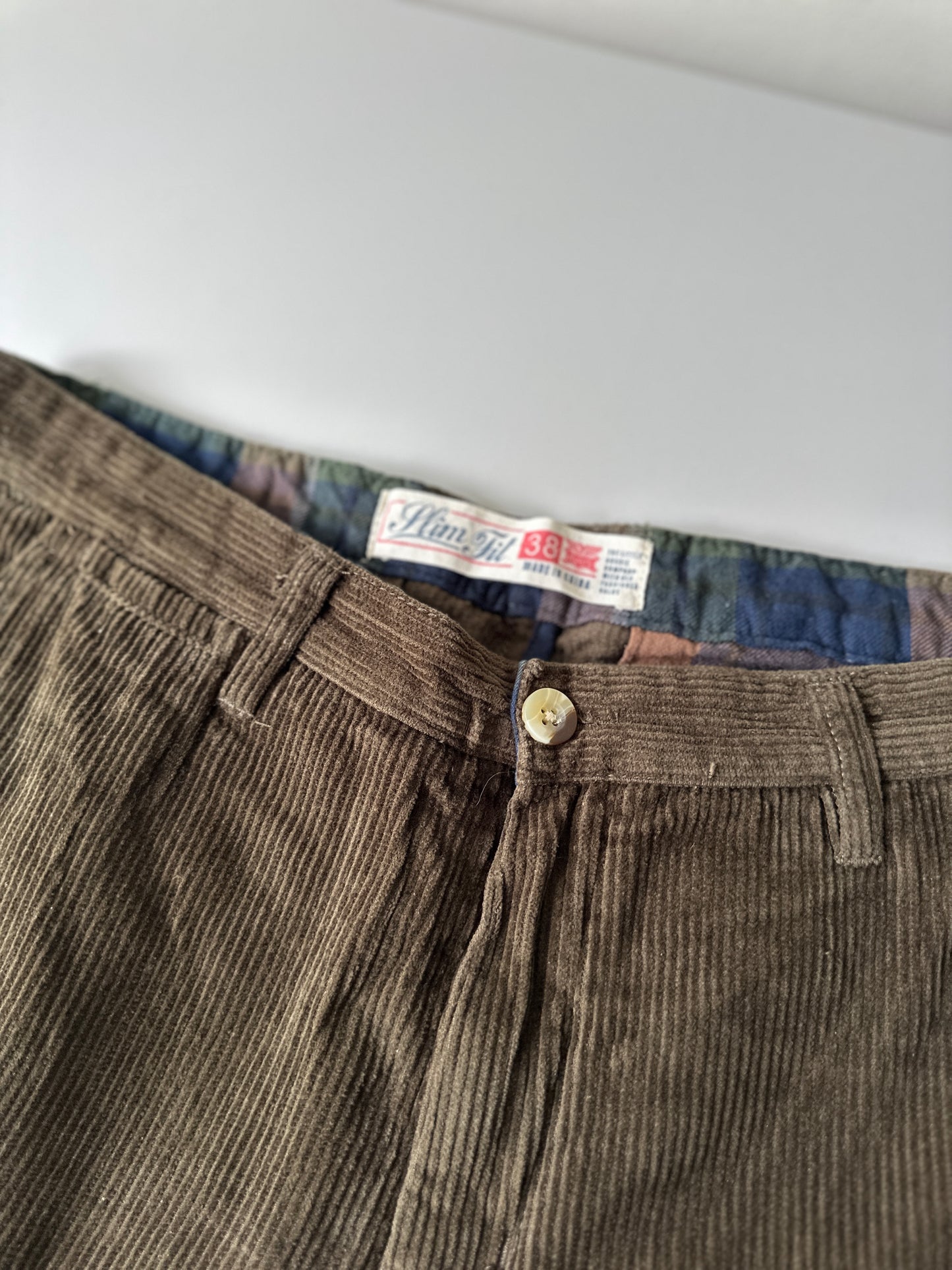 khaki corduroy trousers