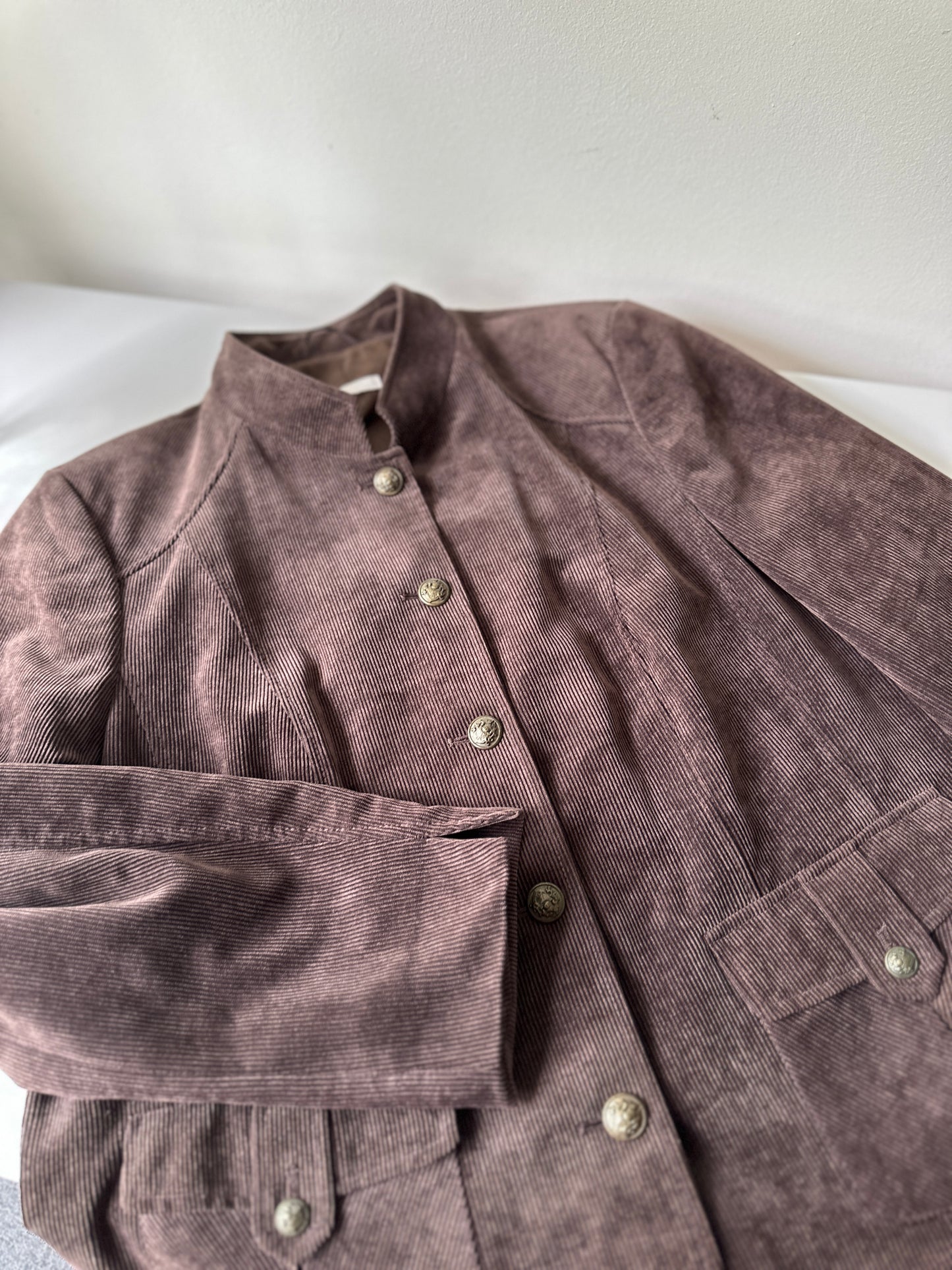 brown military style corduroy jacket
