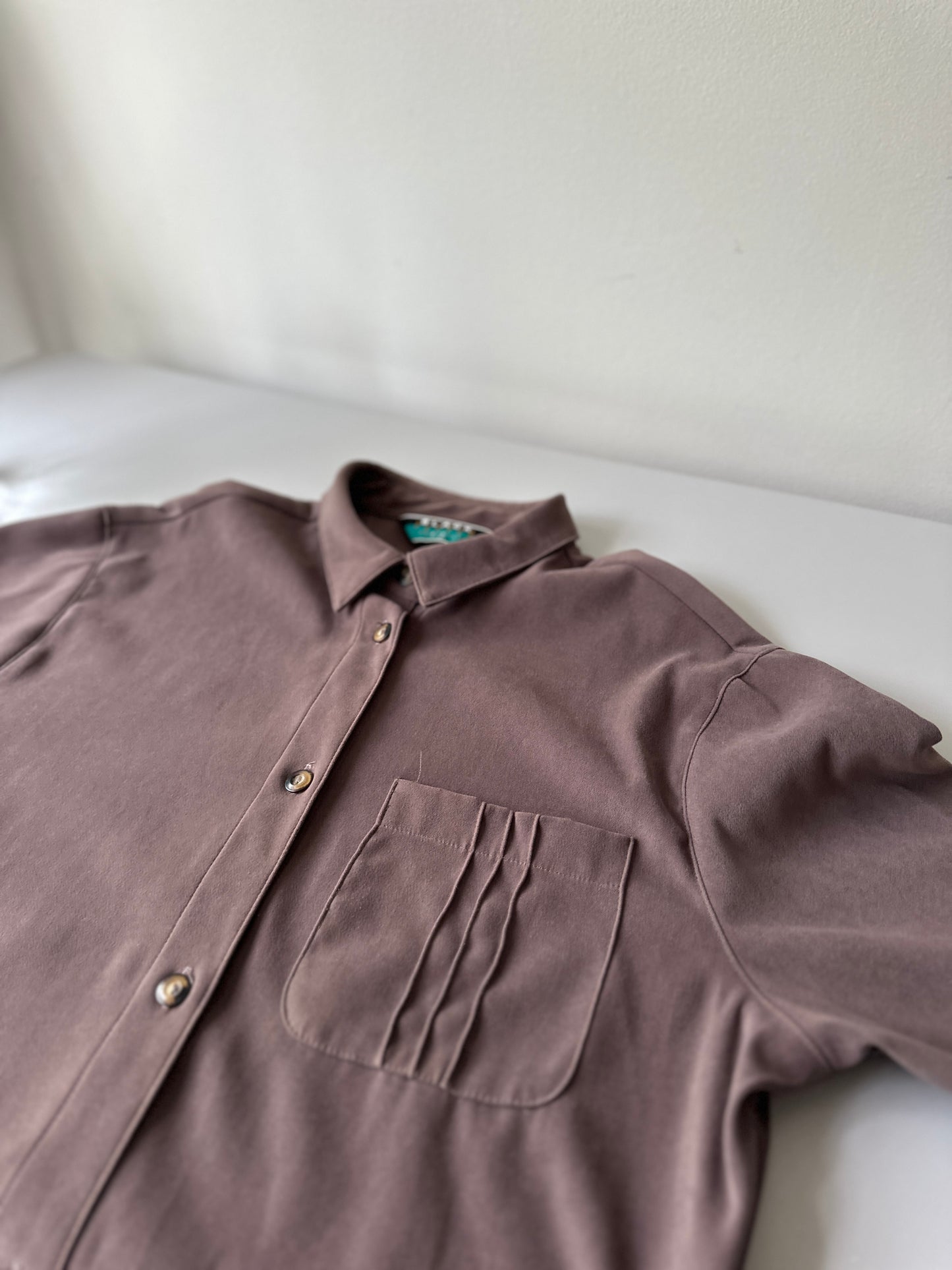 brown suede button up