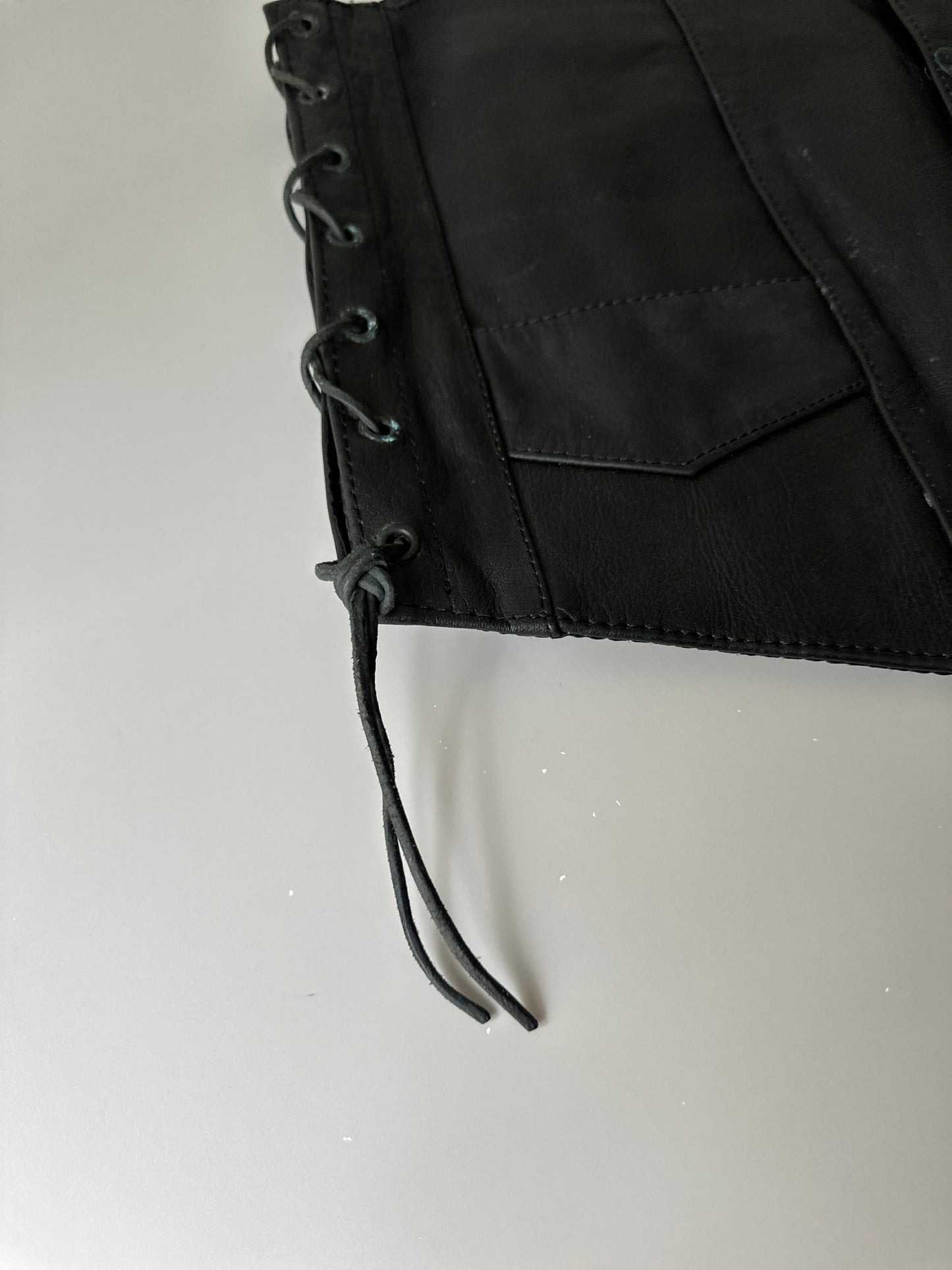 leather tie up vest
