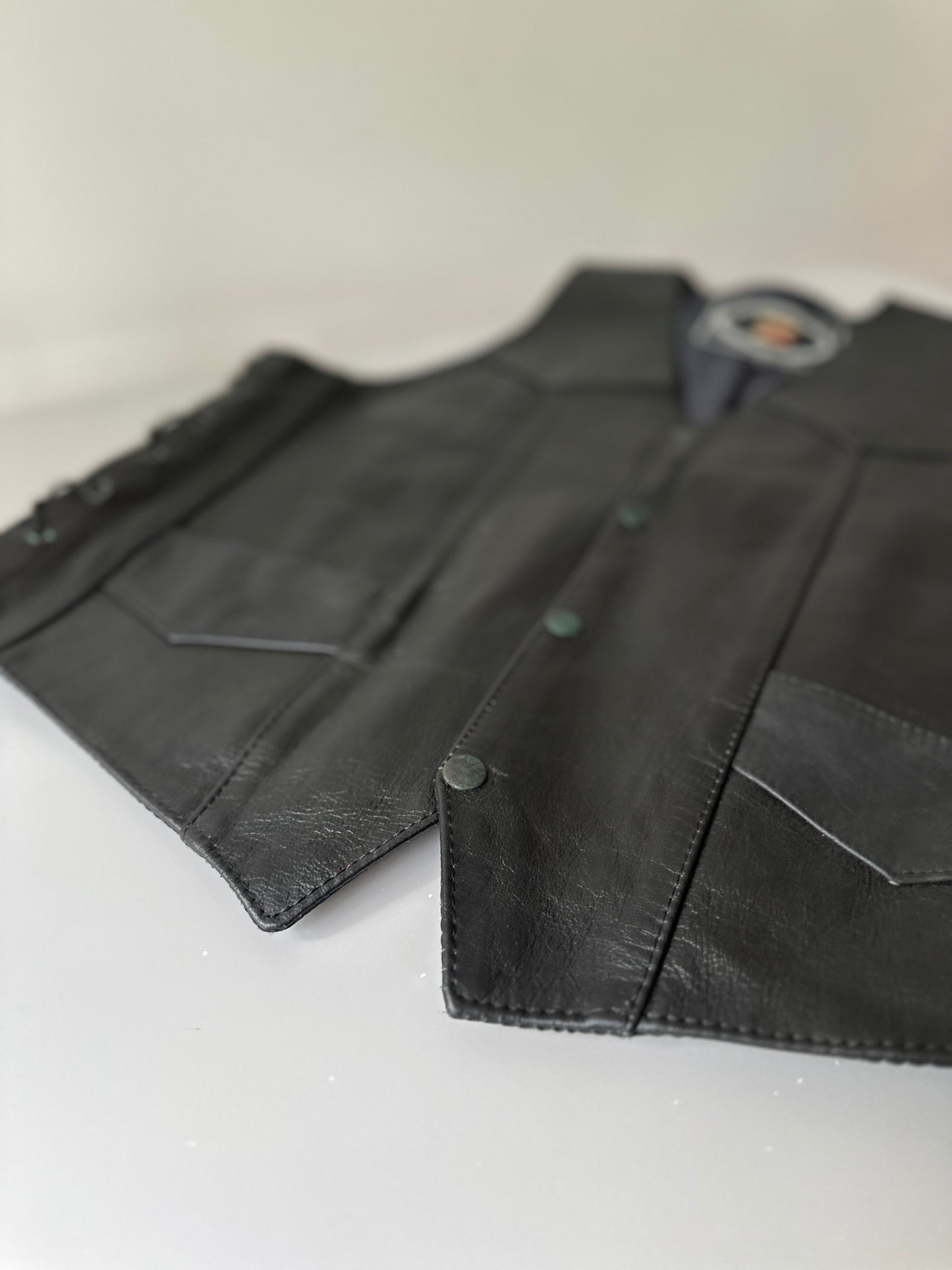 leather tie up vest