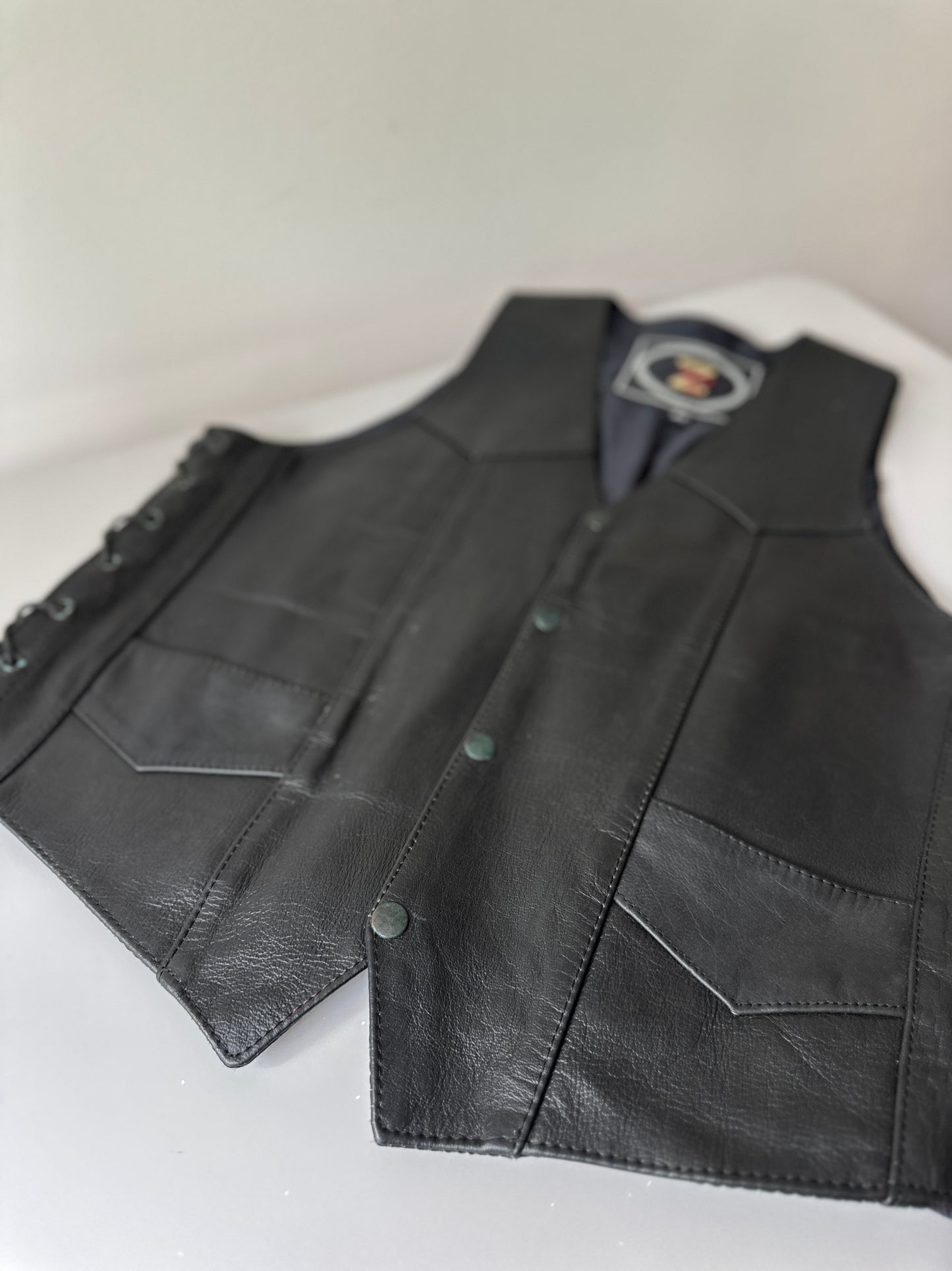 leather tie up vest