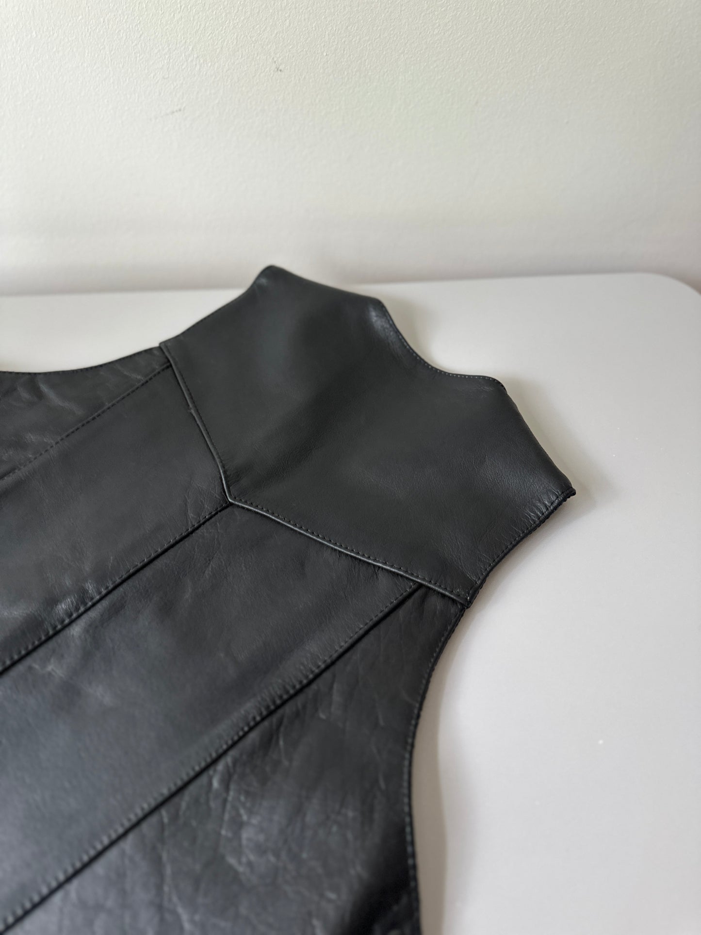 leather tie up vest