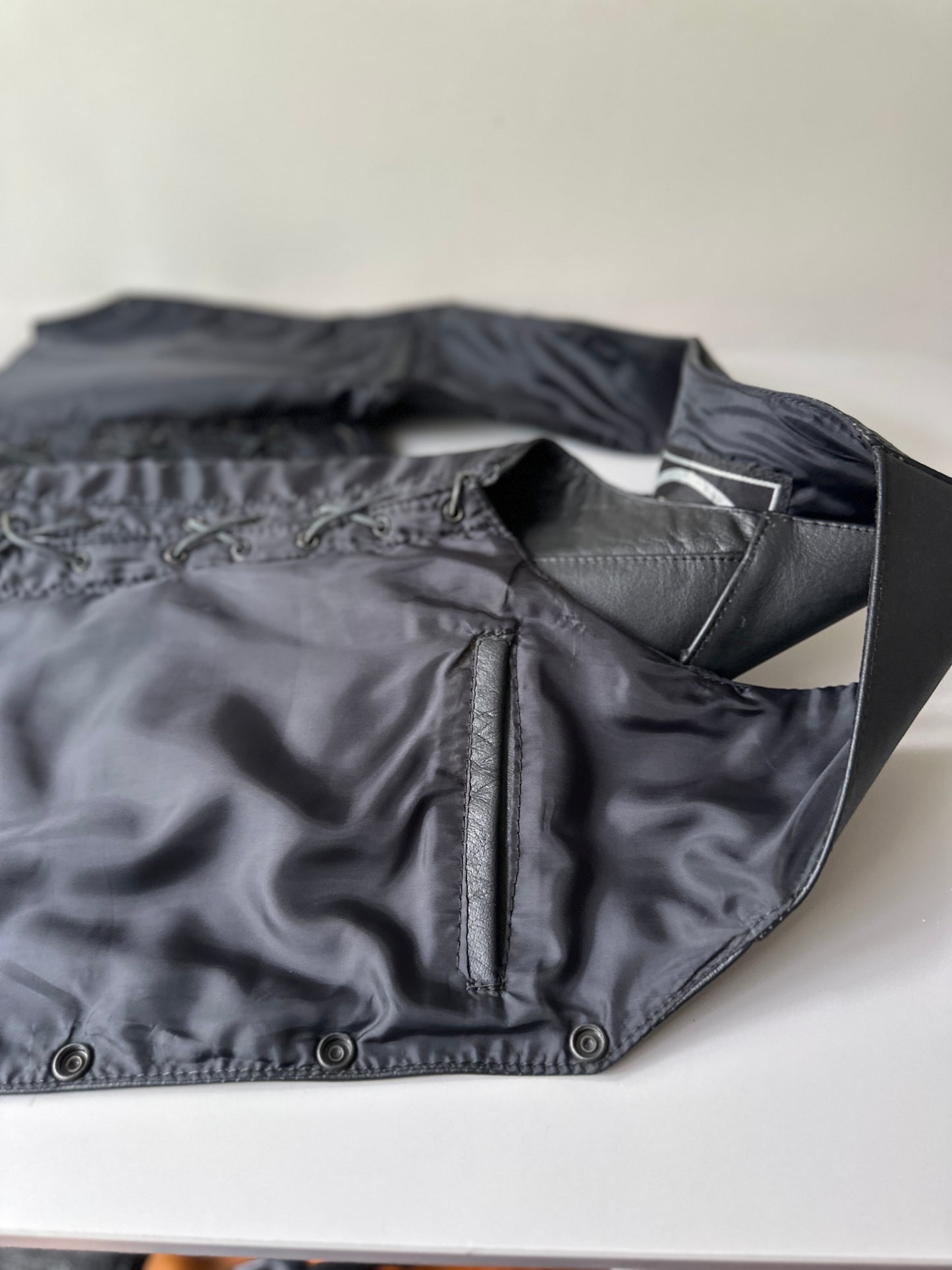 leather tie up vest