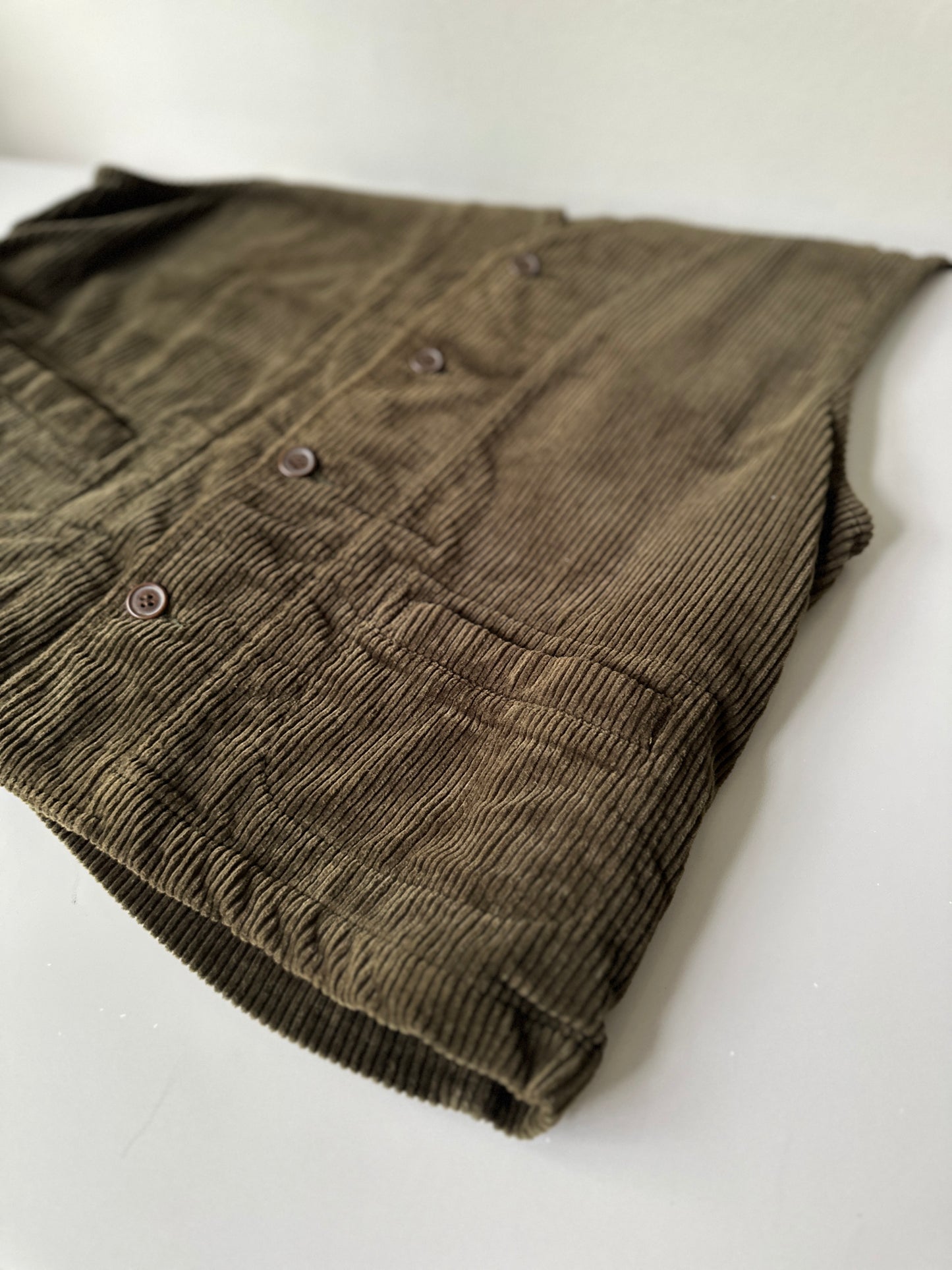 khaki green button up corduroy vest