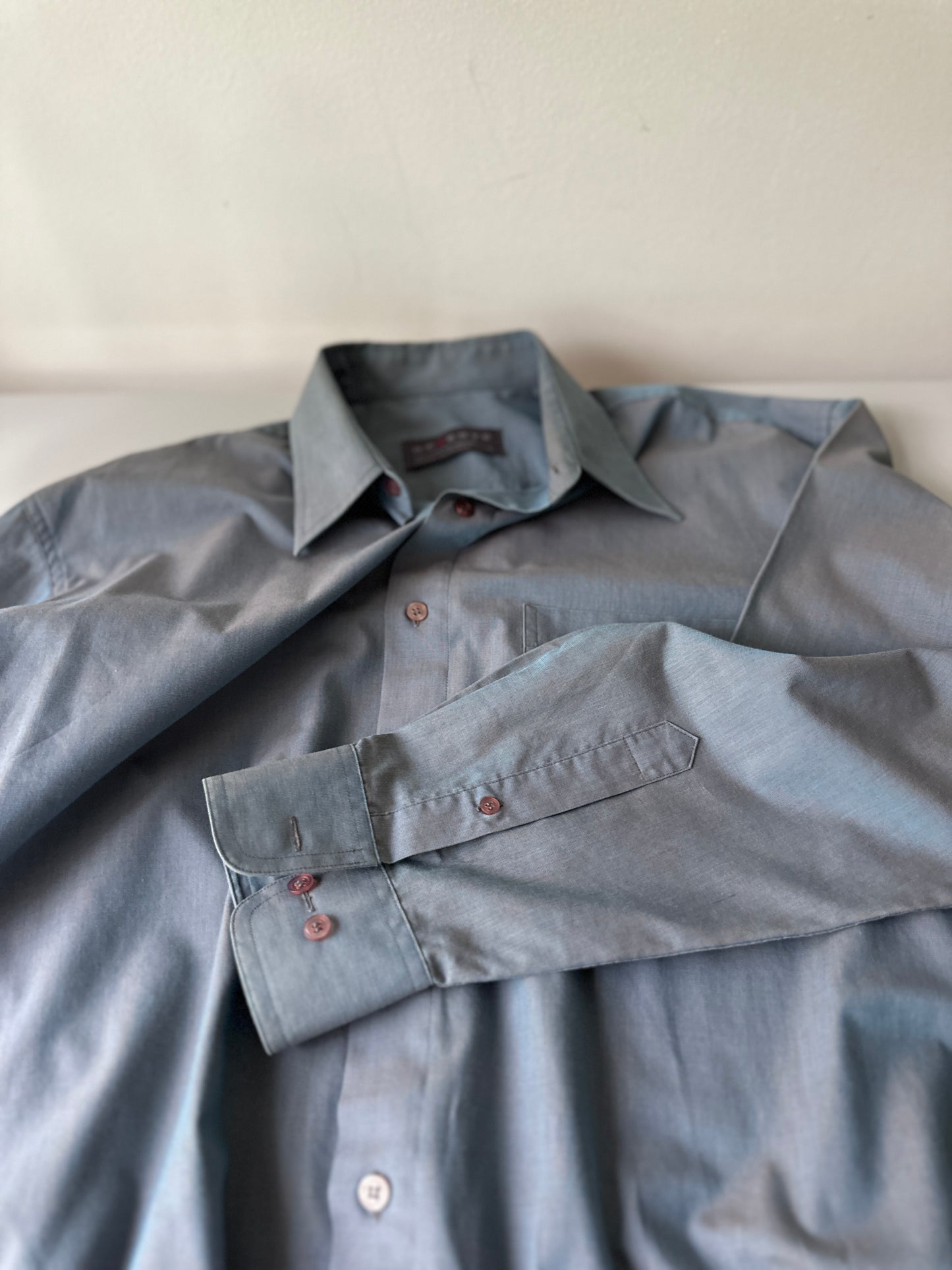 blue opaque button up