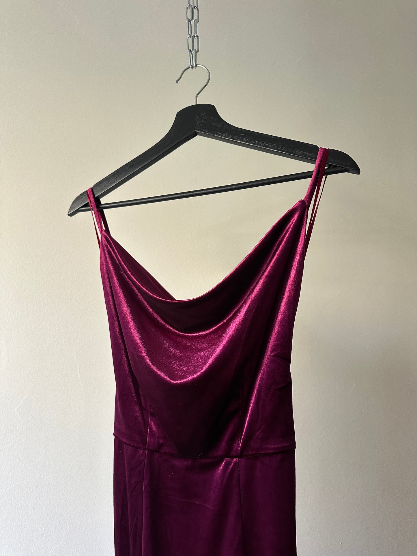 deep pink velvet formal dress