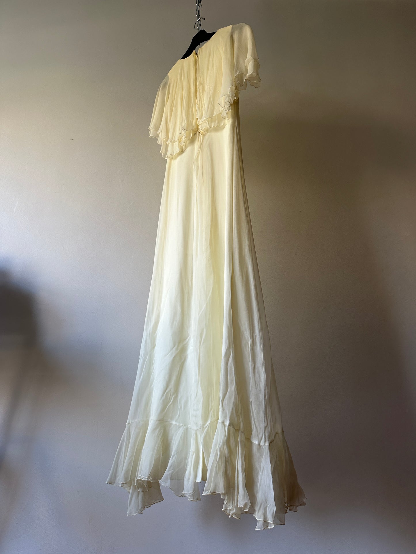 STUNNING butter yellow 80s formal dress