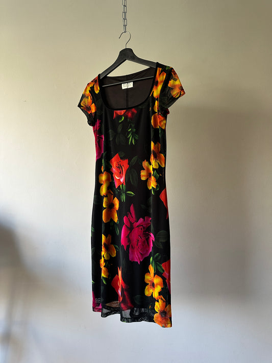tropical floral 90s dress