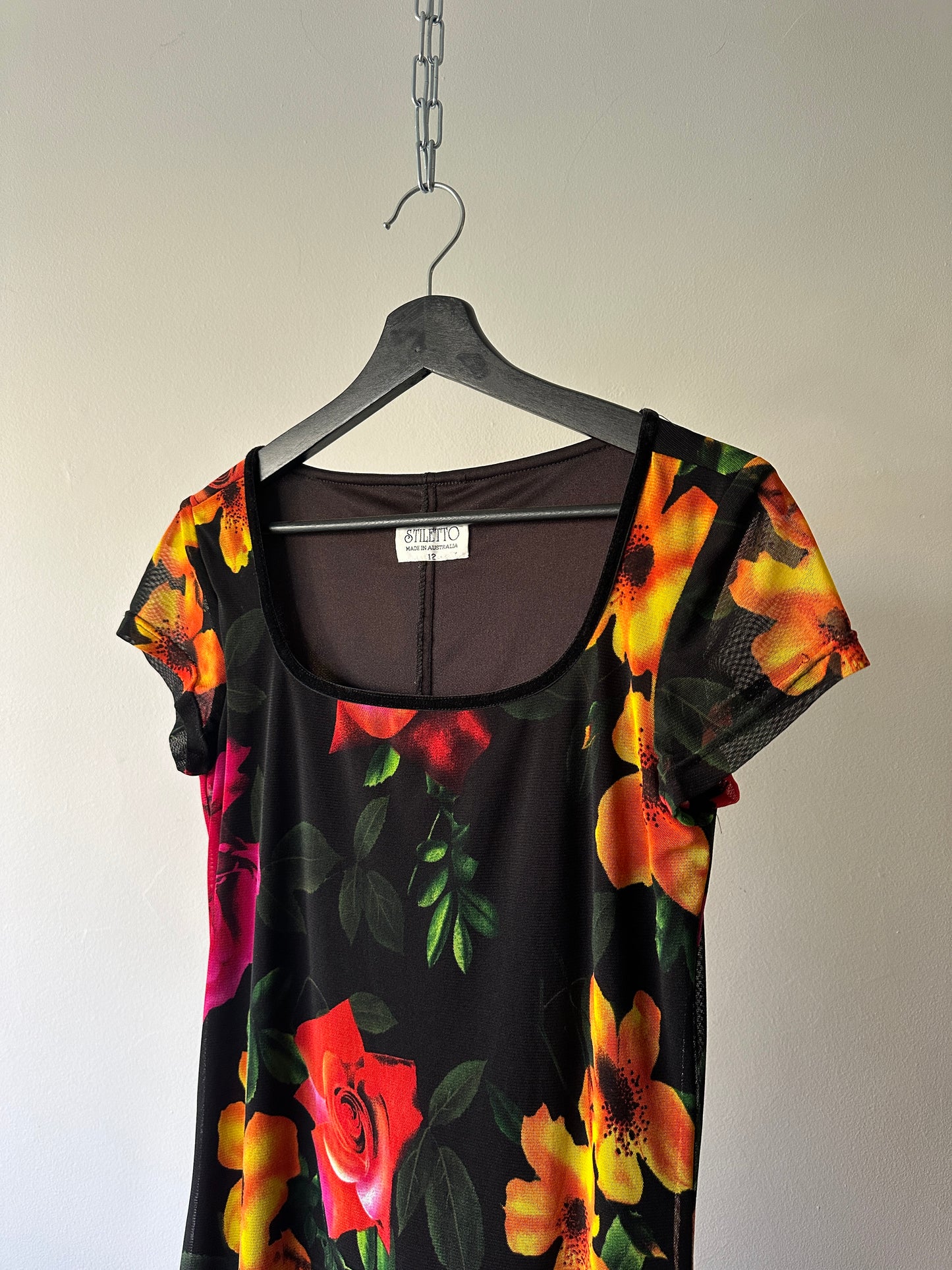 tropical floral 90s dress