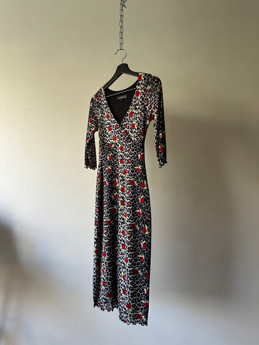 leopard print and roses dress