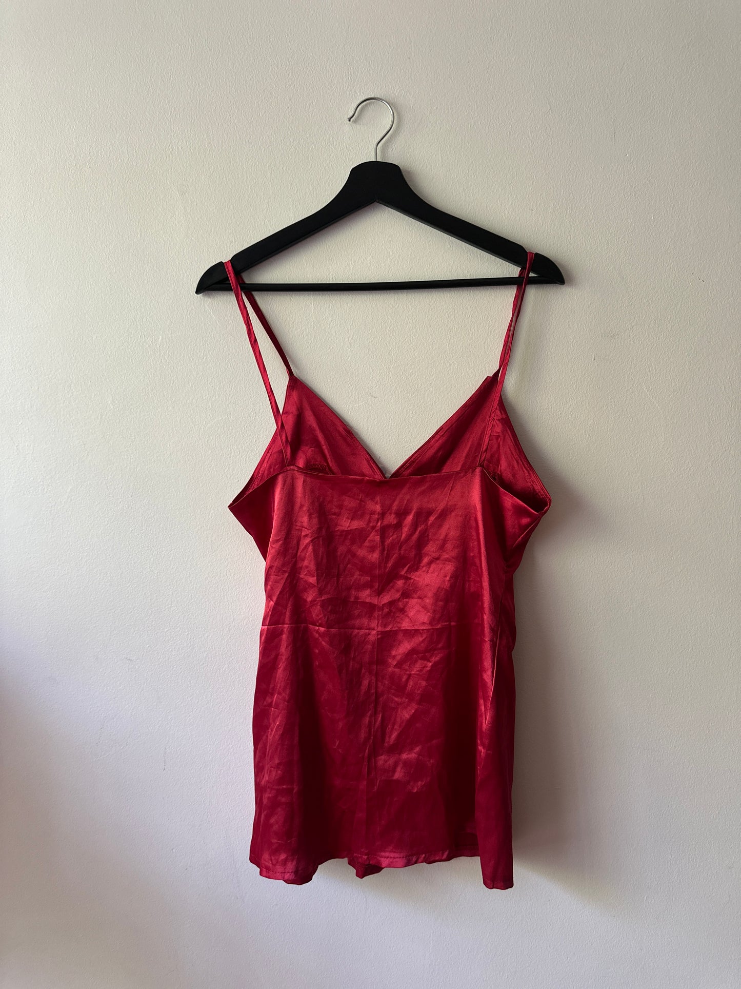red satin tie up blouse