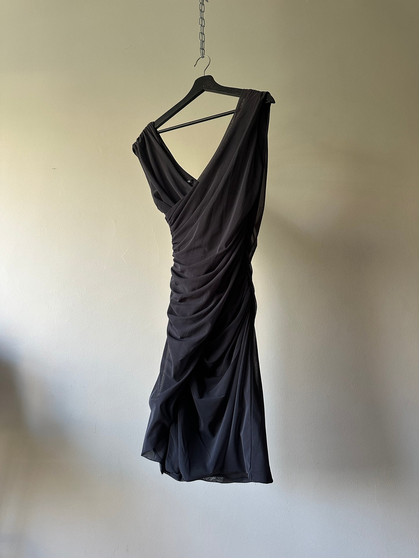 grey scrunched party dress
